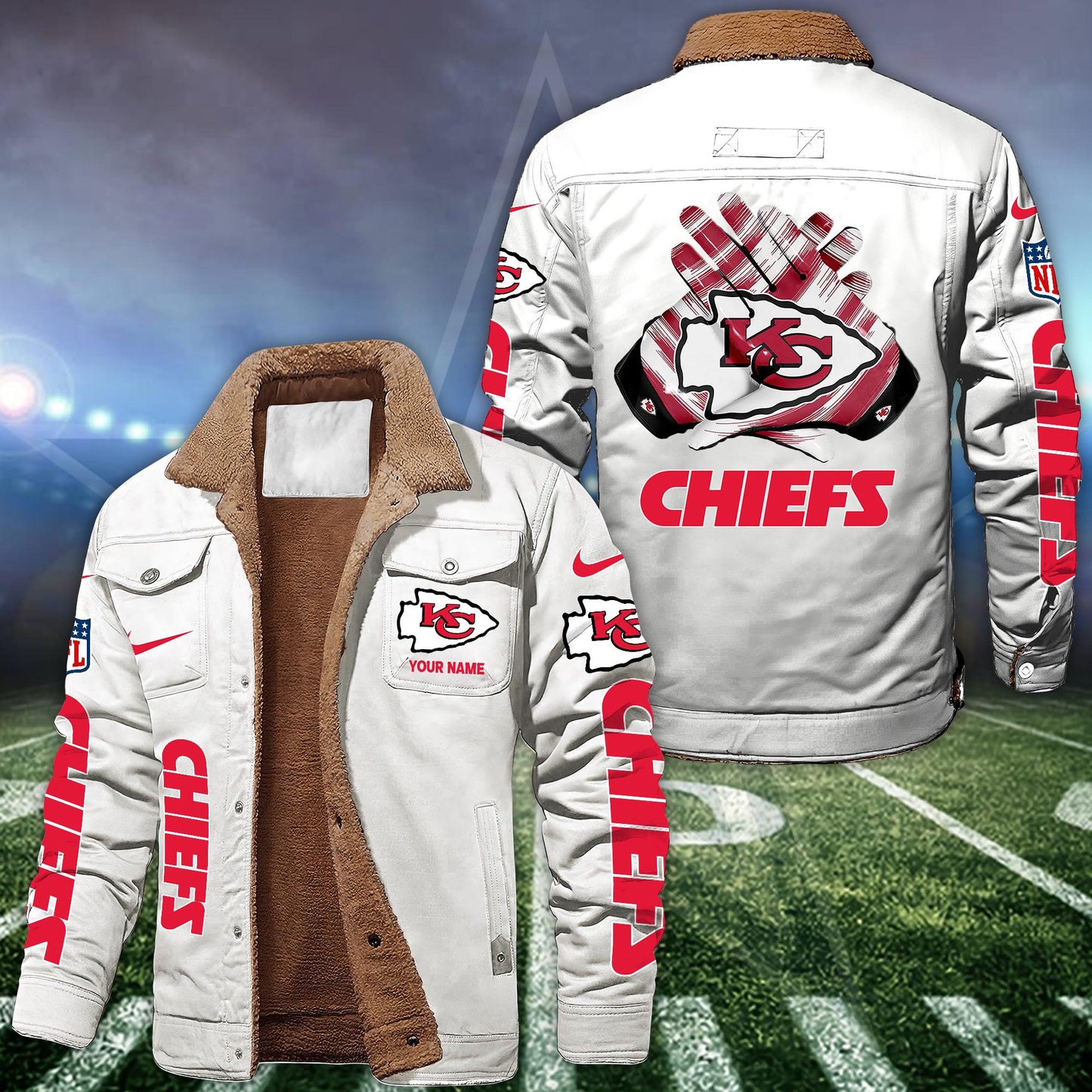 Kansas City Chiefs Fleece Bomber Jacket Custom Name, Jacket For Sport Fans ETRG-09263692
