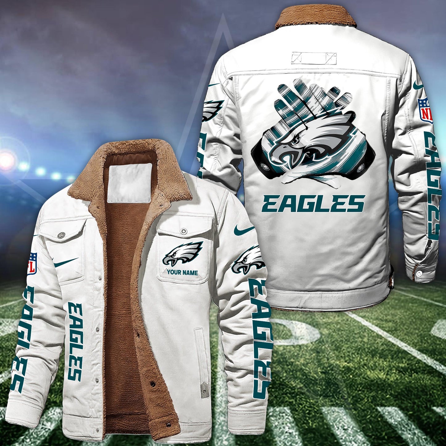 Philadelphia Eagles Fleece Bomber Jacket Custom Name, Jacket For Sport Fans ETRG-09263692