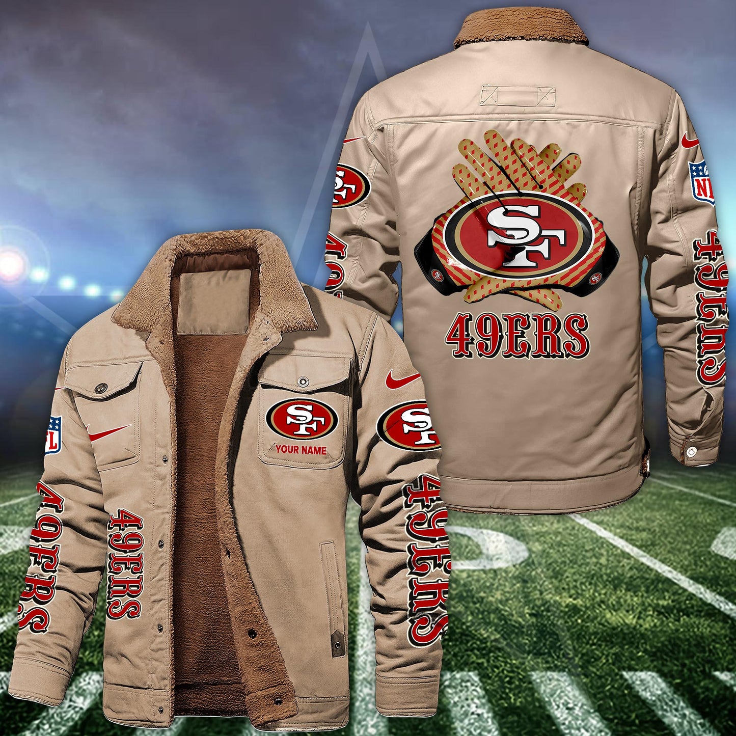 San Francisco 49ers Fleece Bomber Jacket Custom Name, Jacket For Sport Fans ETRG-09263692