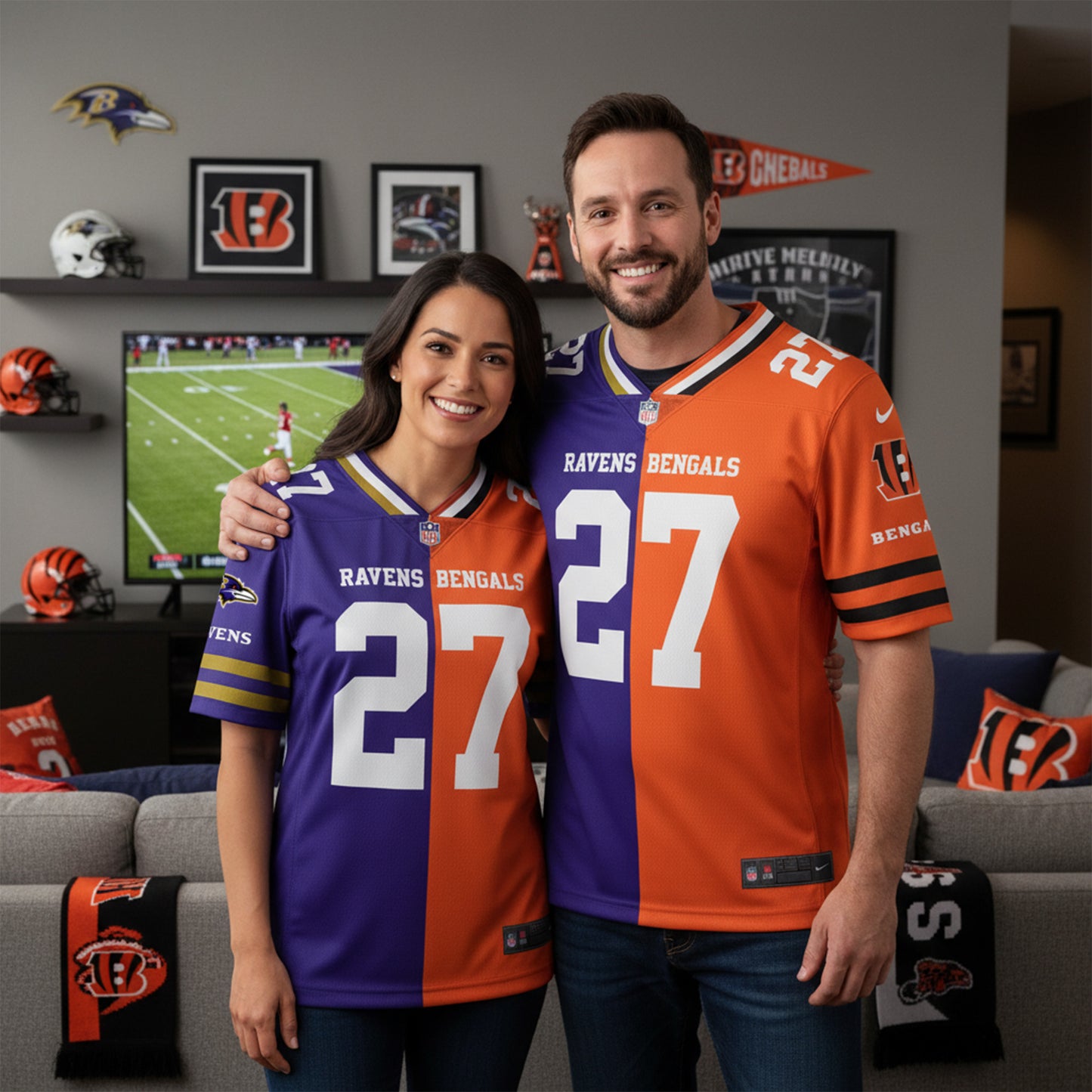 Cleveland Browns House Divided Vneck Football Jackets Custom Name, Number And Team, Sport Gifts ETRG-09293707