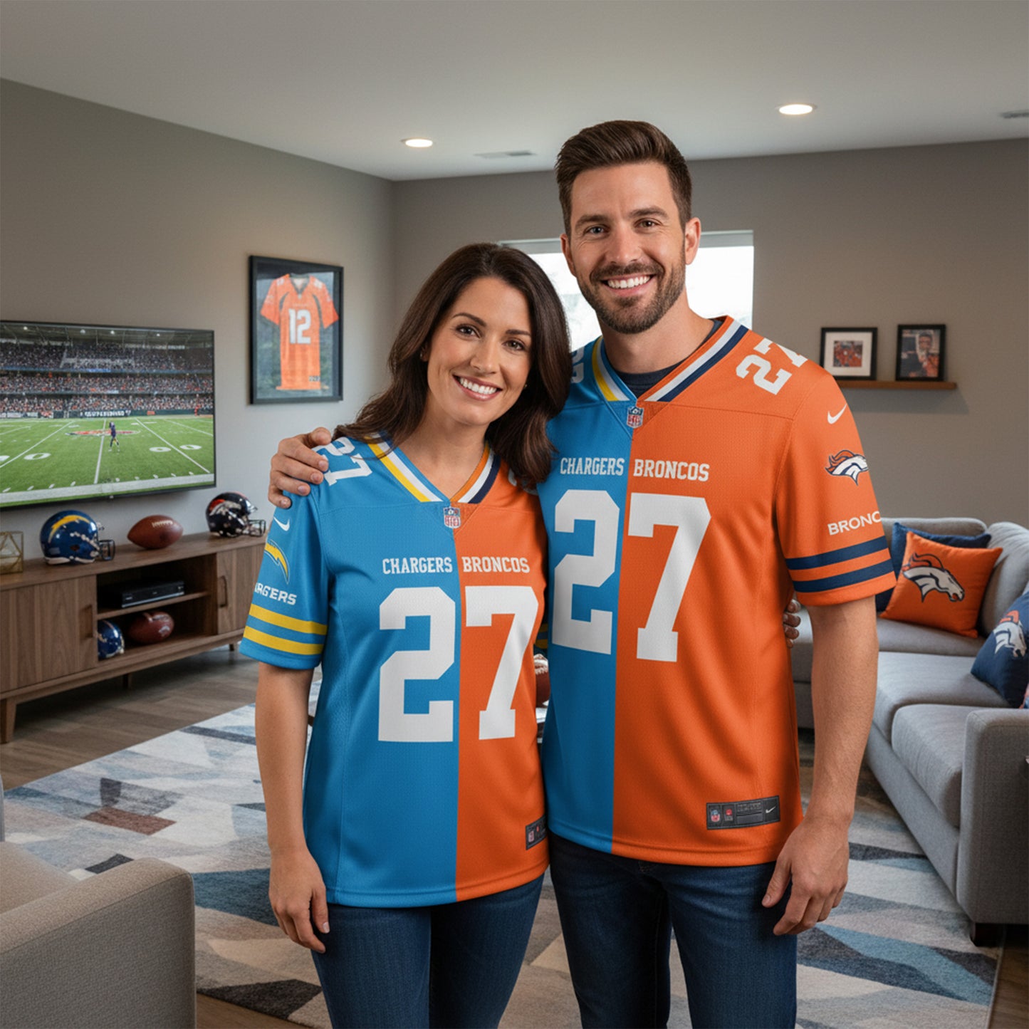 Los Angeles Chargers House Divided Vneck Football Jersey Custom Name, Number And Team, Sport Jerseys, Sport Gifts ETRG-09293711
