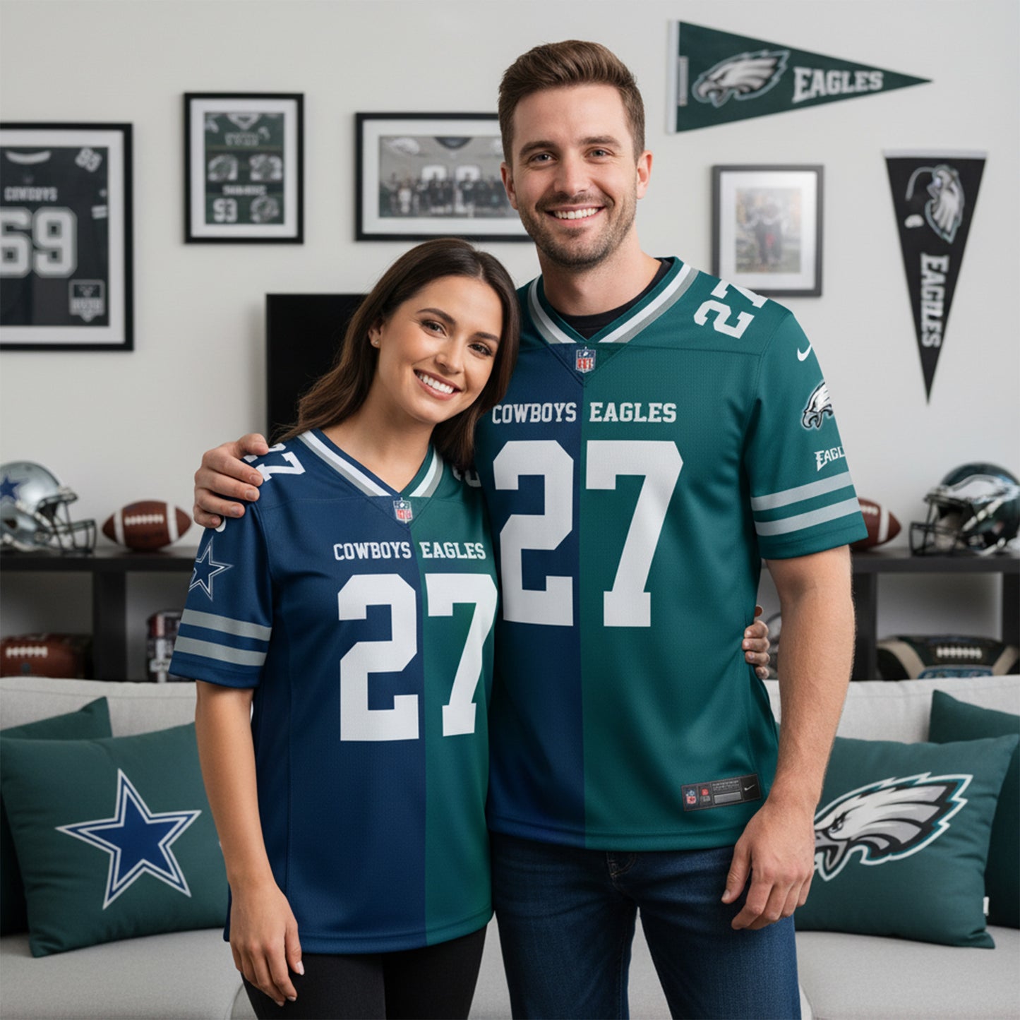 Dallas Cowboys House Divided Vneck Football Jersey Custom Name, Number And Team, Sport Jerseys, Sport Gifts ETRG-09293712