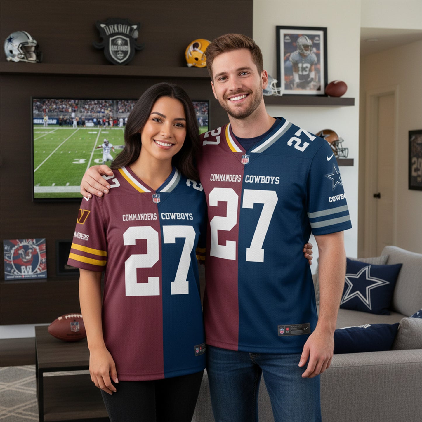 Dallas Cowboys House Divided Vneck Football Jersey Custom Name, Number And Team, Sport Jerseys, Sport Gifts ETRG-09293712
