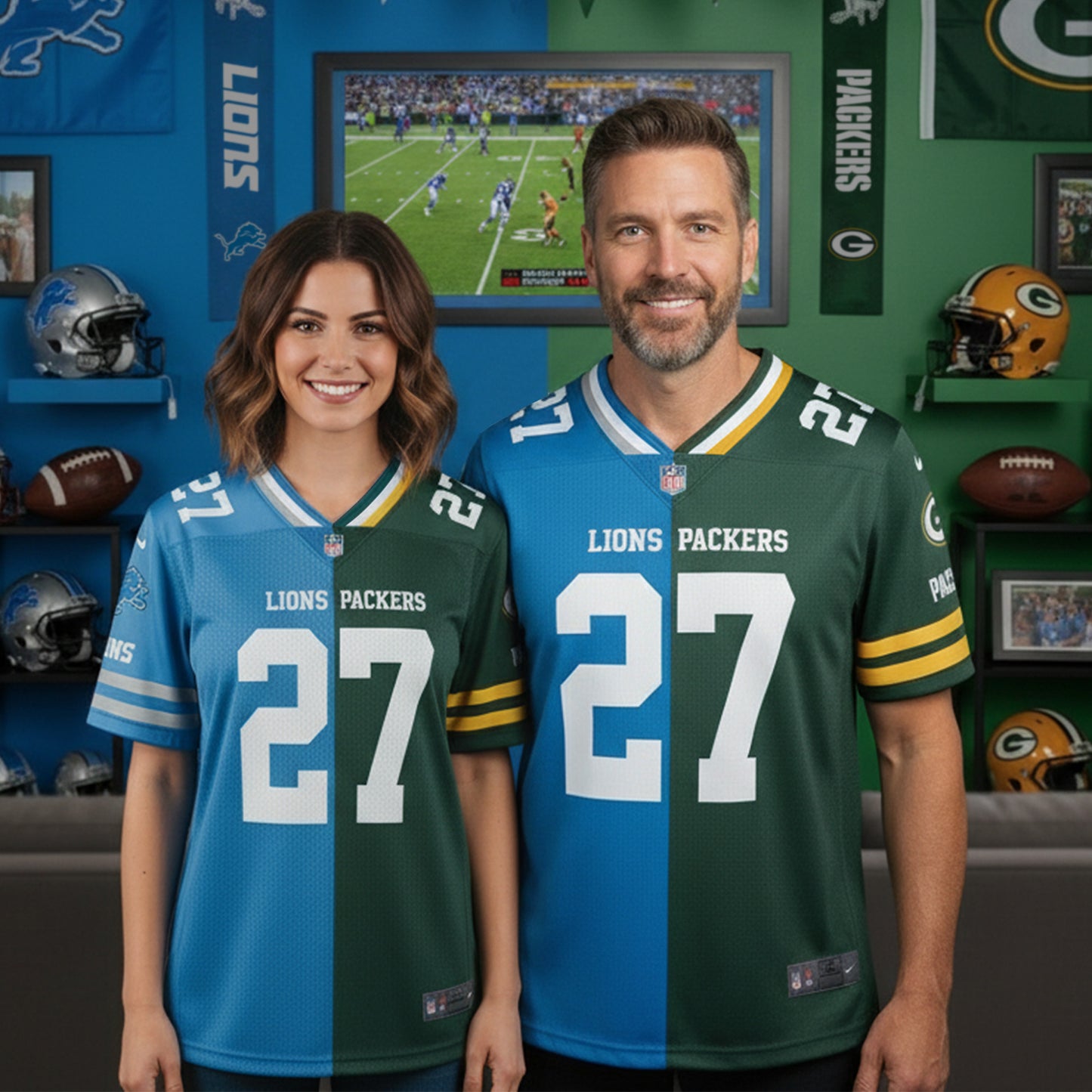 Green Bay Packers House Divided Vneck Football Jersey Custom Name, Number And Team, Sport Jerseys, Sport Gifts ETRG-09293713