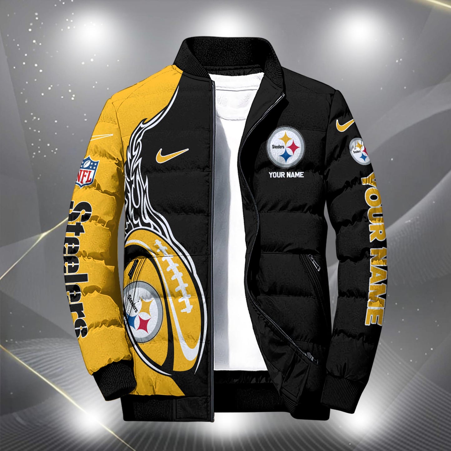 Pittsburgh Steelers Puffer Jacket Custom Name, Sport Gifts, Gift For Fans ETRG-10033832