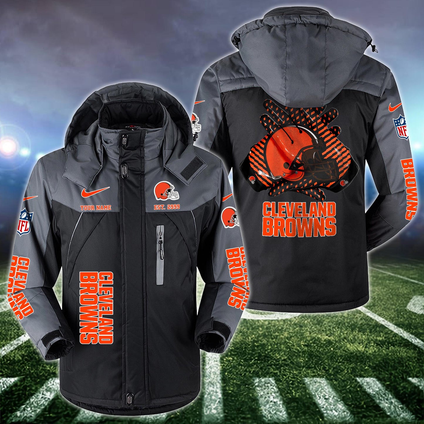 Cleveland Browns 2D Windbreaker Hooded Jacket Custom Name, Sport Jacket For Fan ETRG-10033833