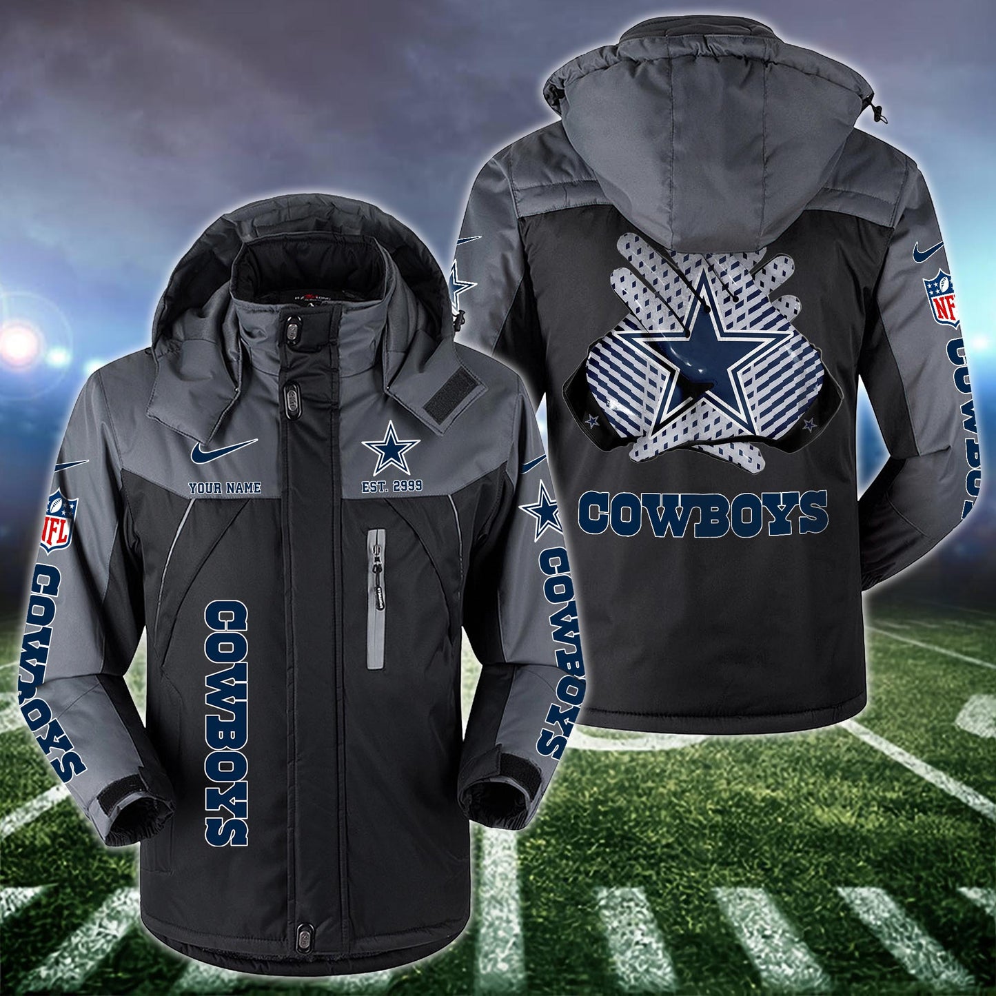 Dallas Cowboys 2D Windbreaker Hooded Jacket Custom Name, Sport Jacket For Fan ETRG-10033833