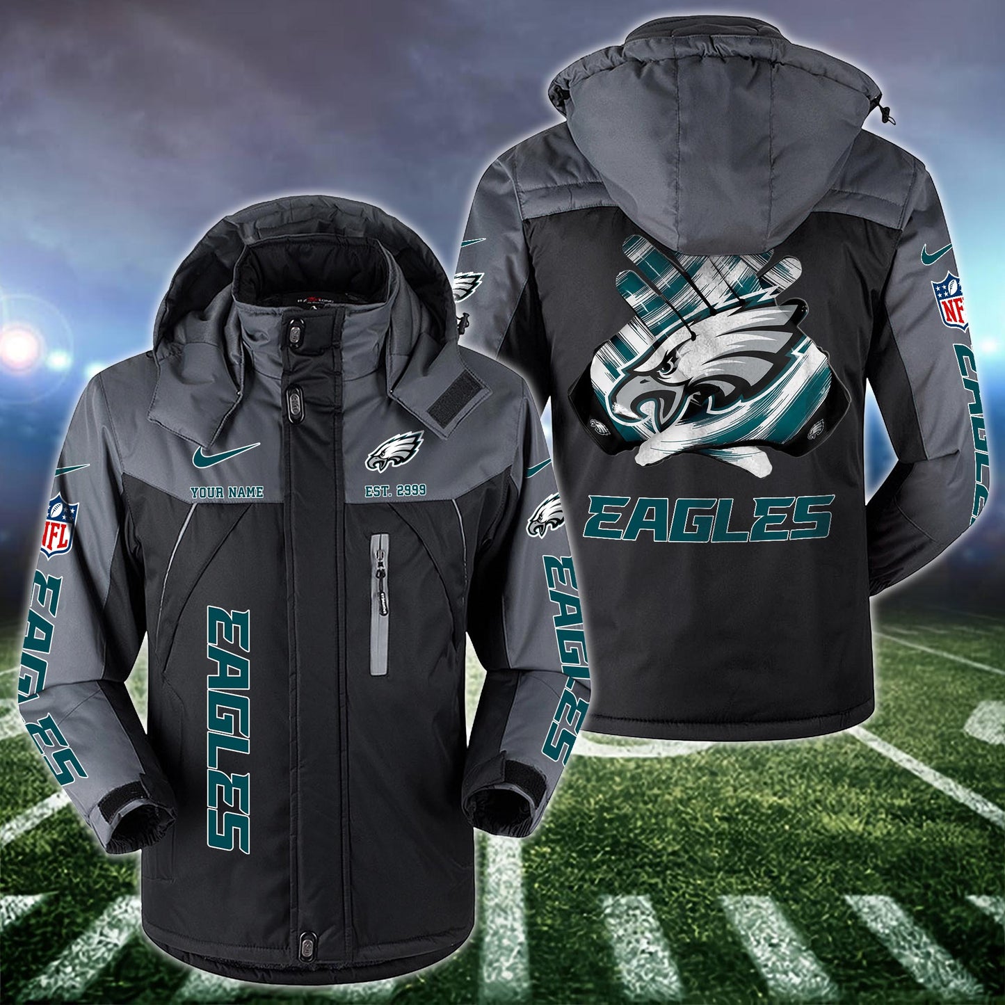 Philadelphia Eagles 2D Windbreaker Hooded Jacket Custom Name, Sport Jacket For Fan ETRG-10033833