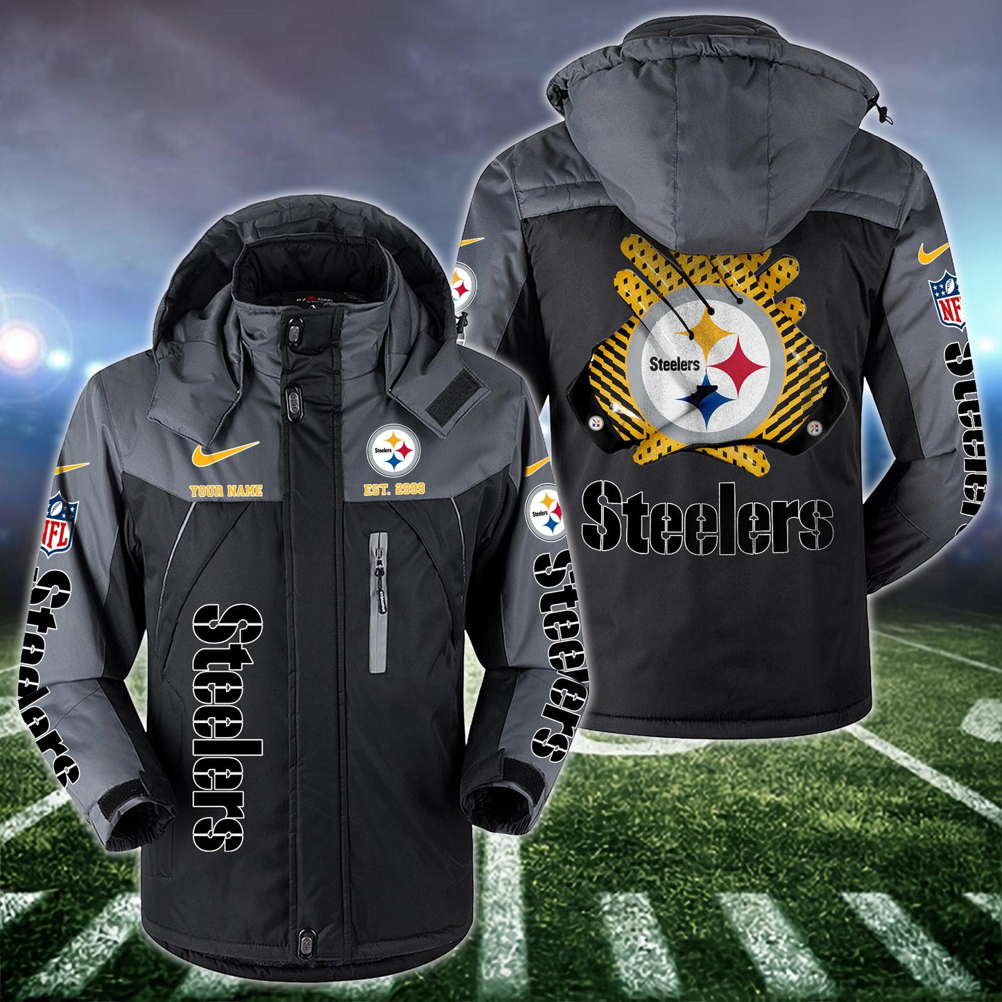 Pittsburgh Steelers 2D Windbreaker Hooded Jacket Custom Name, Sport Jacket For Fan ETRG-10033833