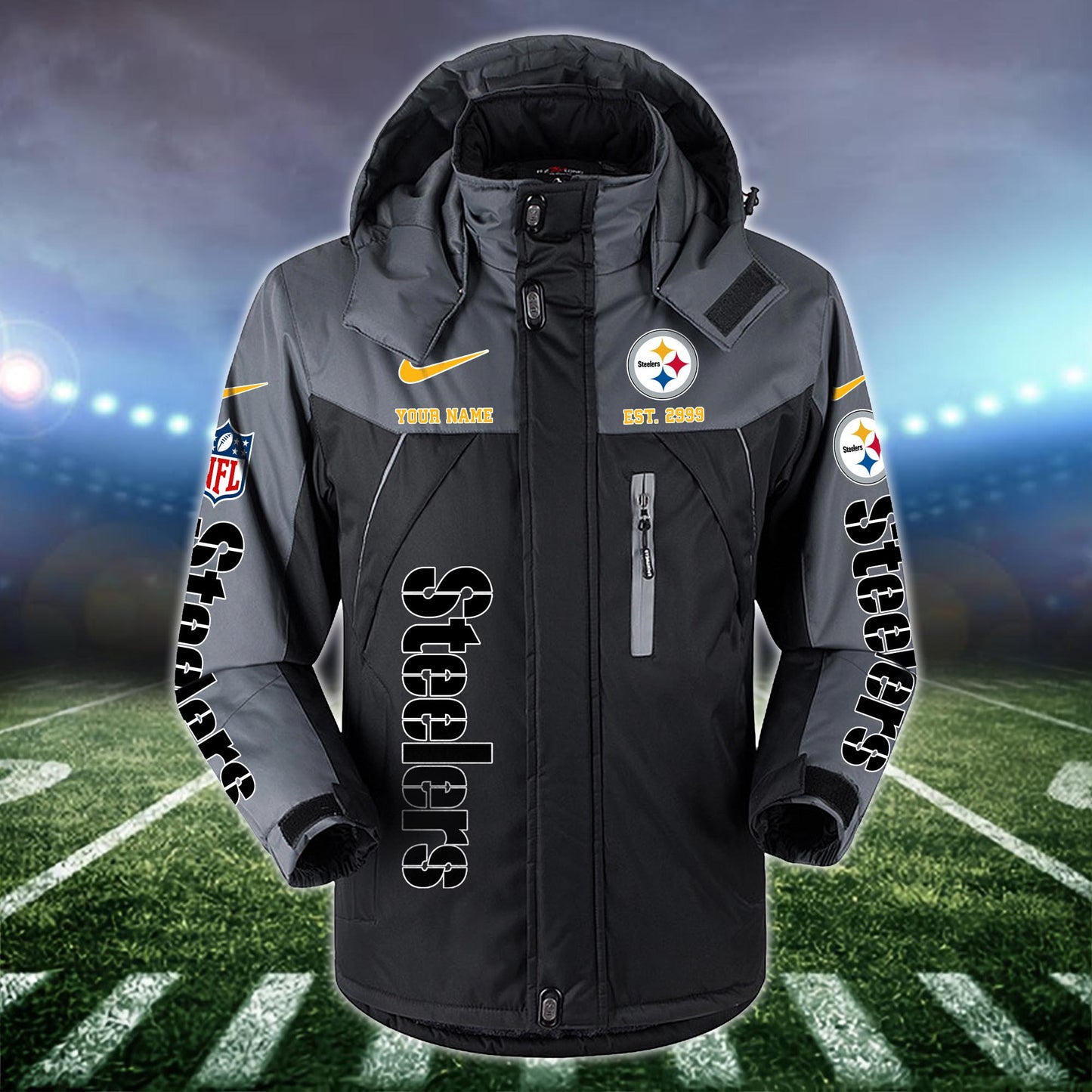 Pittsburgh Steelers 2D Windbreaker Hooded Jacket Custom Name, Sport Jacket For Fan ETRG-10033833