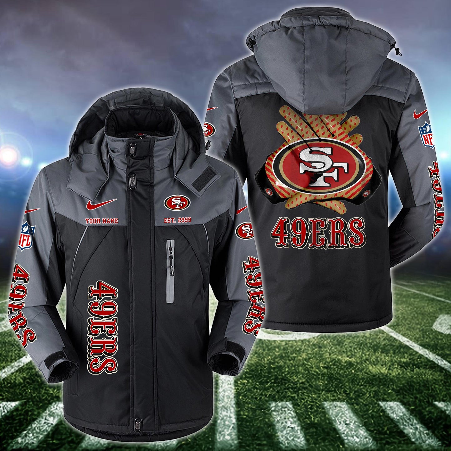 San Francisco 49ers 2D Windbreaker Hooded Jacket Custom Name, Sport Jacket For Fan ETRG-10033833