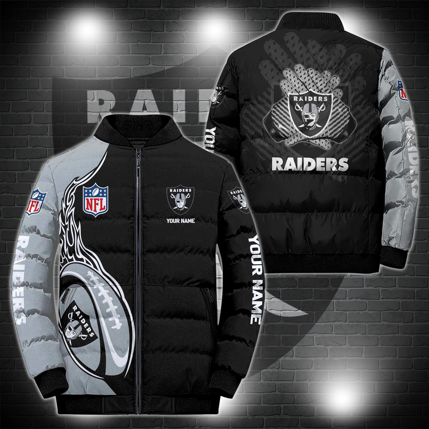 Las Vegas Raiders Puffer Jacket Custom Name, Sport Jacket For Fans ETRG-44921