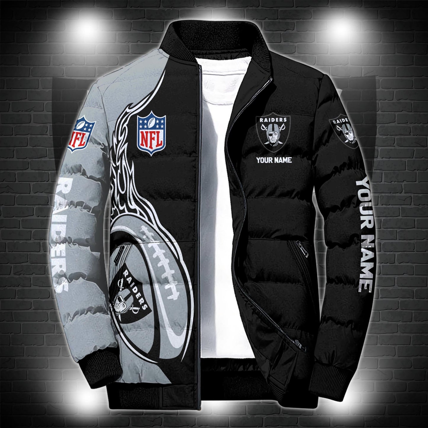 Las Vegas Raiders Puffer Jacket Custom Name, Sport Jacket For Fans ETRG-44921