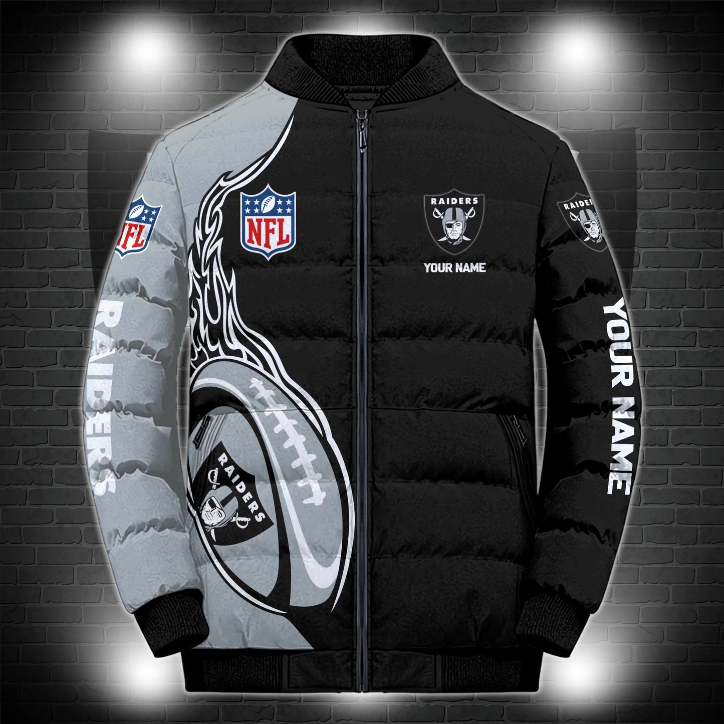 Las Vegas Raiders Puffer Jacket Custom Name, Sport Jacket For Fans ETRG-44921