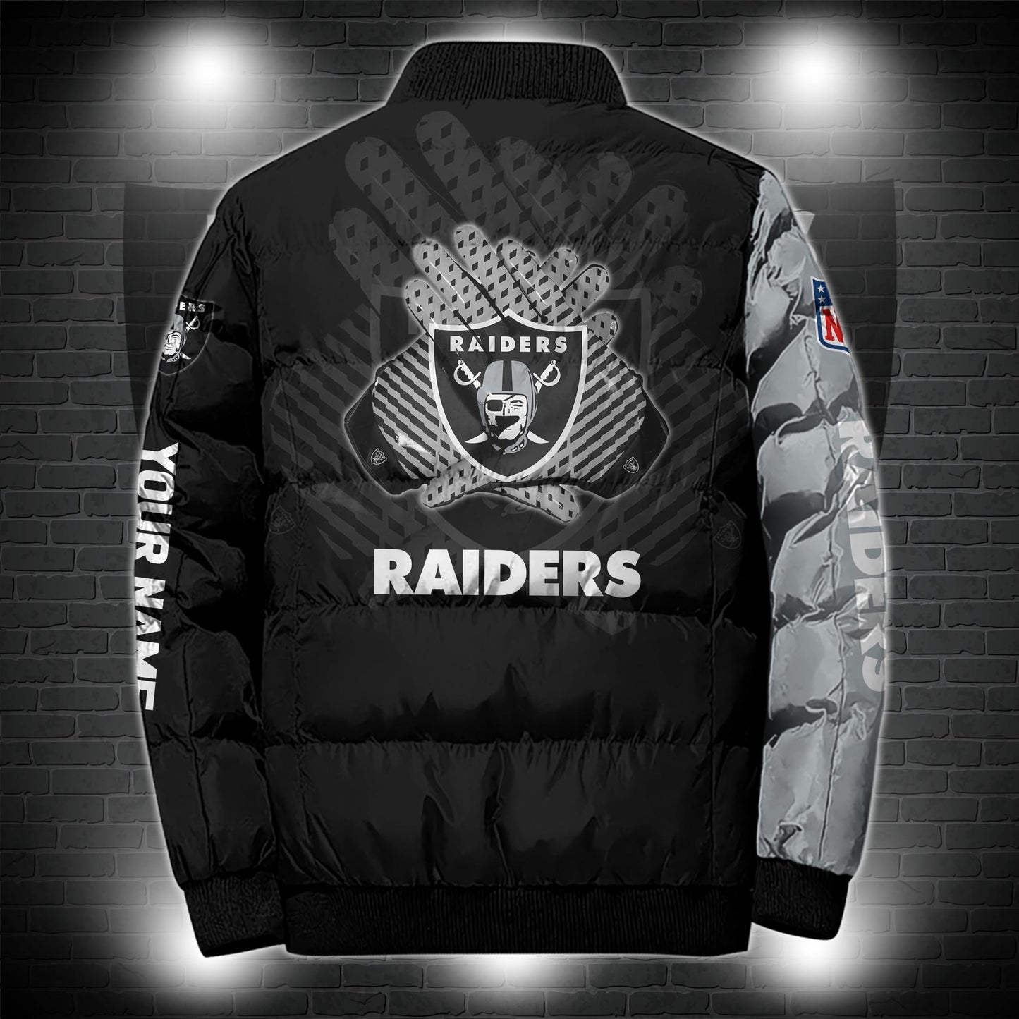 Las Vegas Raiders Puffer Jacket Custom Name, Sport Jacket For Fans ETRG-44921