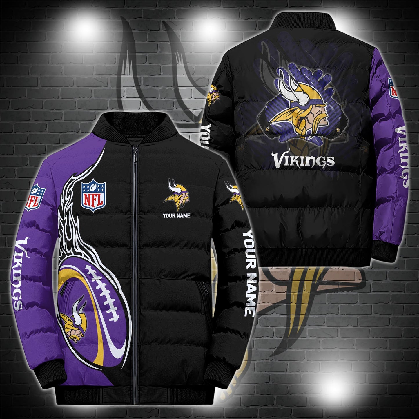Minnesota Vikings Puffer Jacket Custom Name, Sport Jacket For Fans ETRG-44921