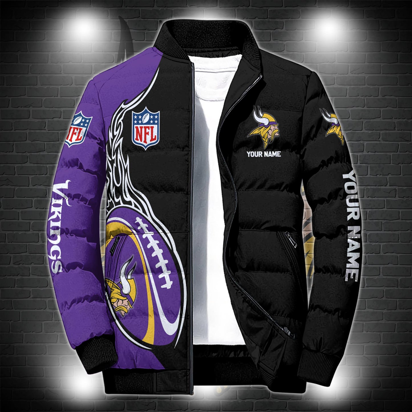 Minnesota Vikings Puffer Jacket Custom Name, Sport Jacket For Fans ETRG-44921