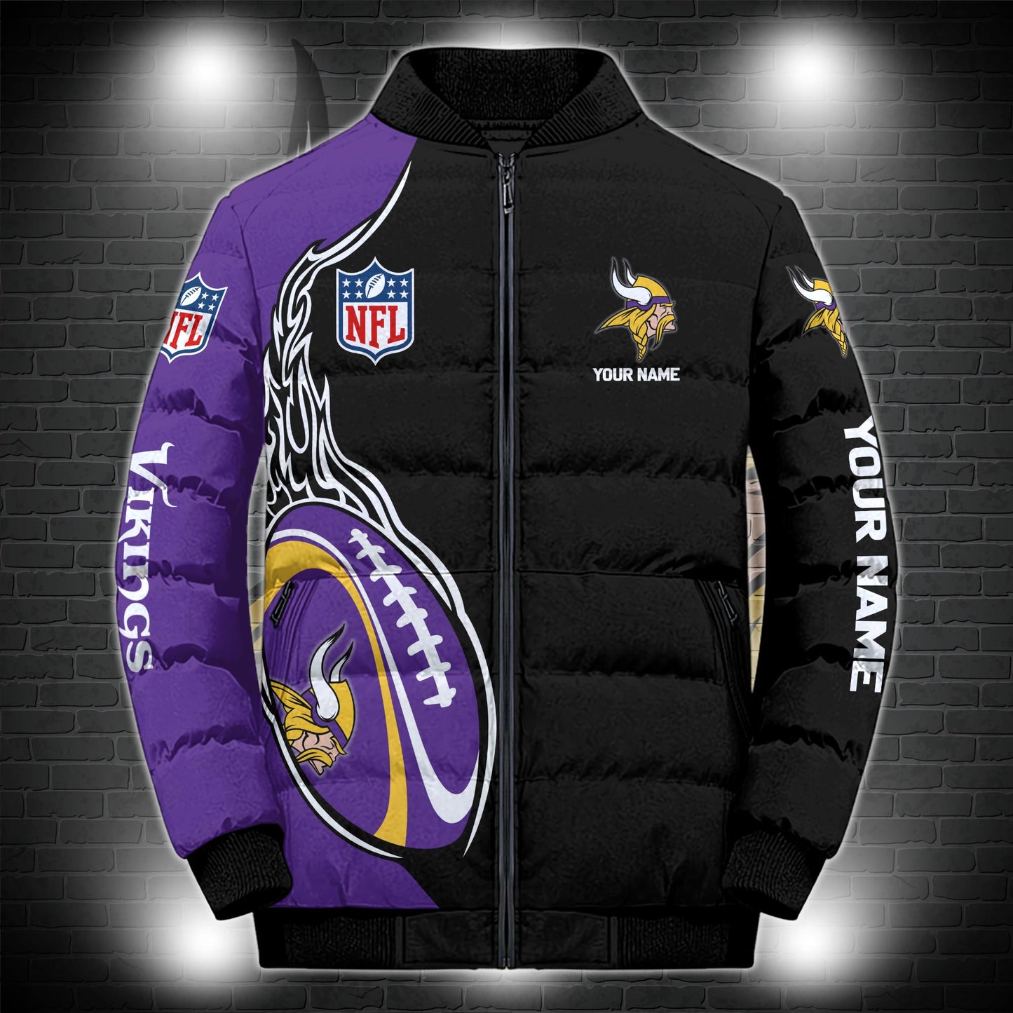 Minnesota Vikings Puffer Jacket Custom Name, Sport Jacket For Fans ETRG-44921