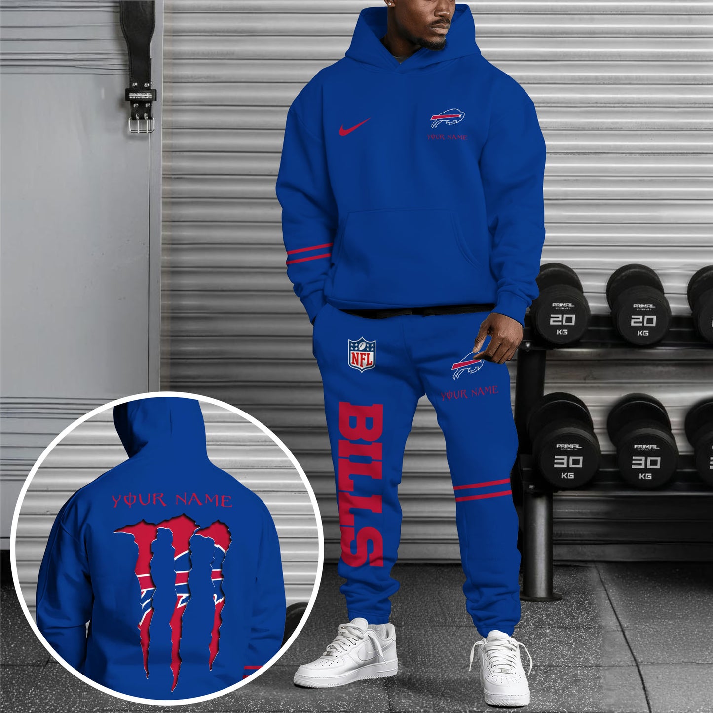 Buffalo Bills Combo Hoodie And Sweatpants Custom Name And Choose Color, Gift For Sport Fans ETRG-62589