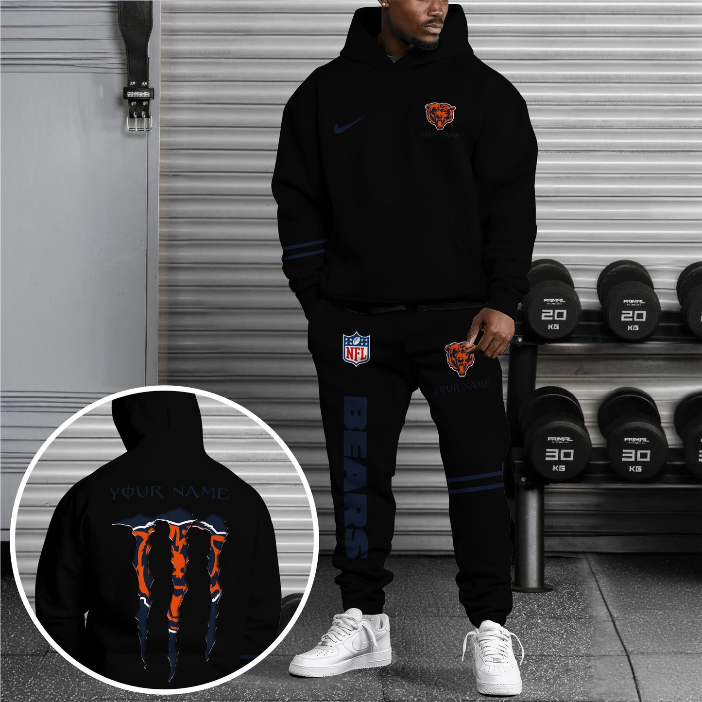 Chicago Bears Combo Hoodie And Sweatpants Custom Name And Choose Color, Gift For Sport Fans ETRG-62589