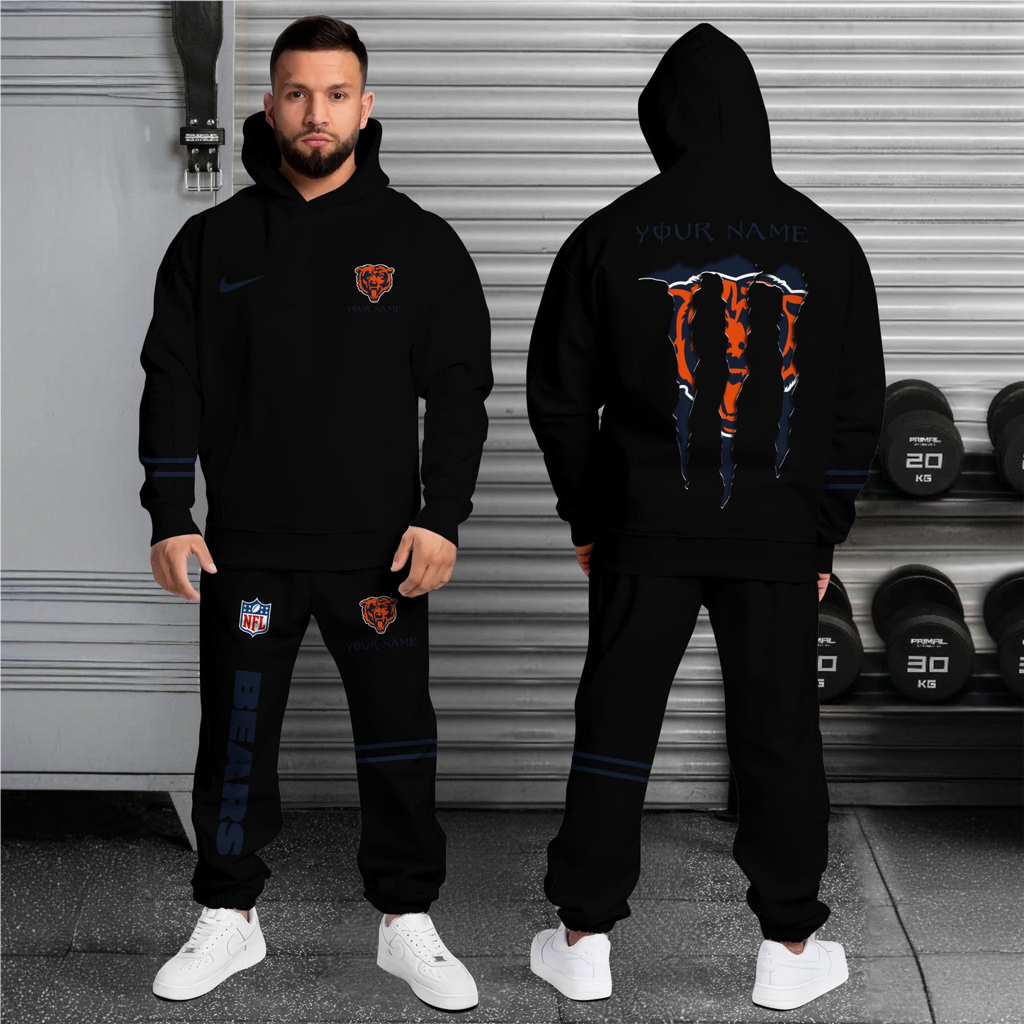 Chicago Bears Combo Hoodie And Sweatpants Custom Name And Choose Color, Gift For Sport Fans ETRG-62589