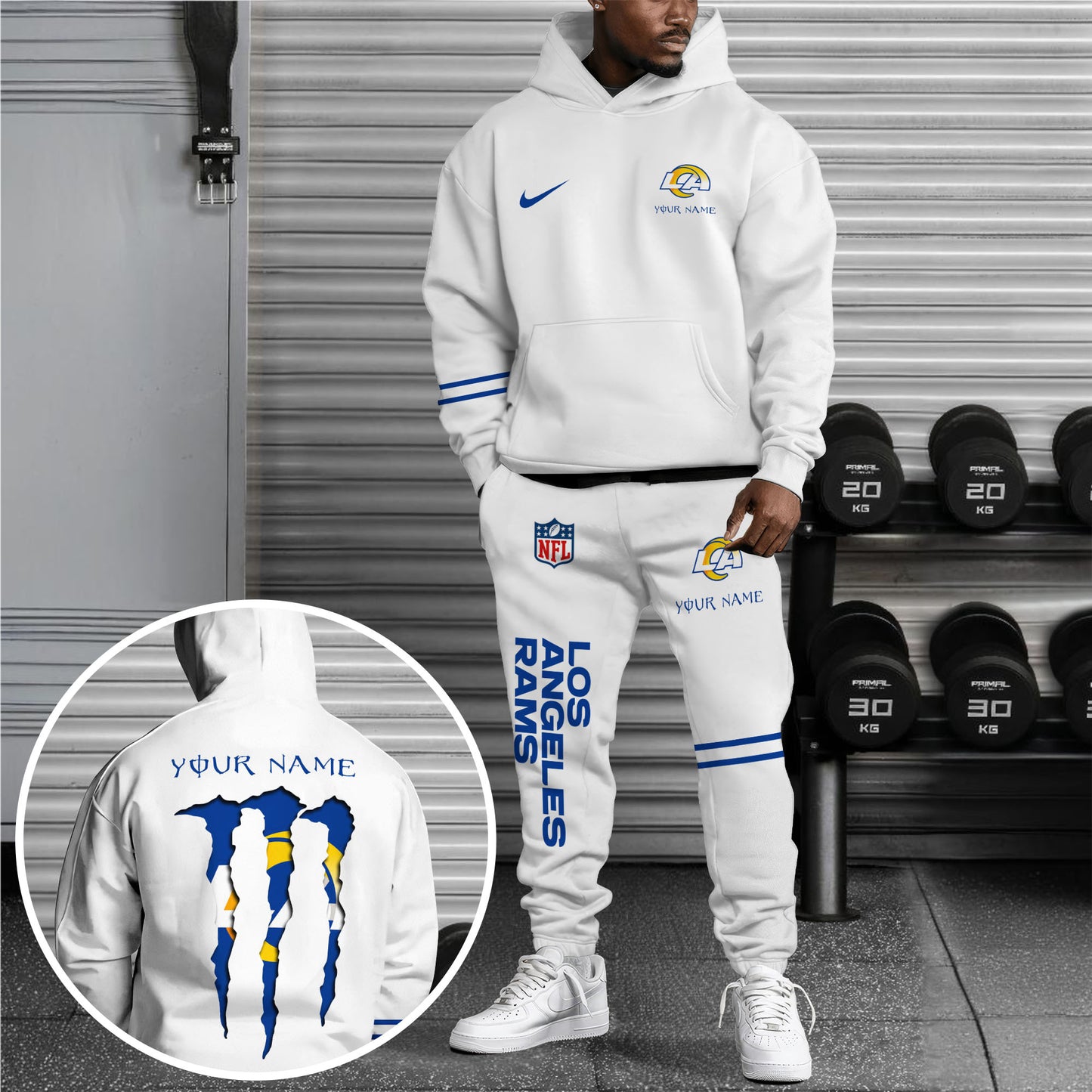 Los Angeles Rams Combo Hoodie And Sweatpants Custom Name And Choose Color, Gift For Sport Fans ETRG-62589