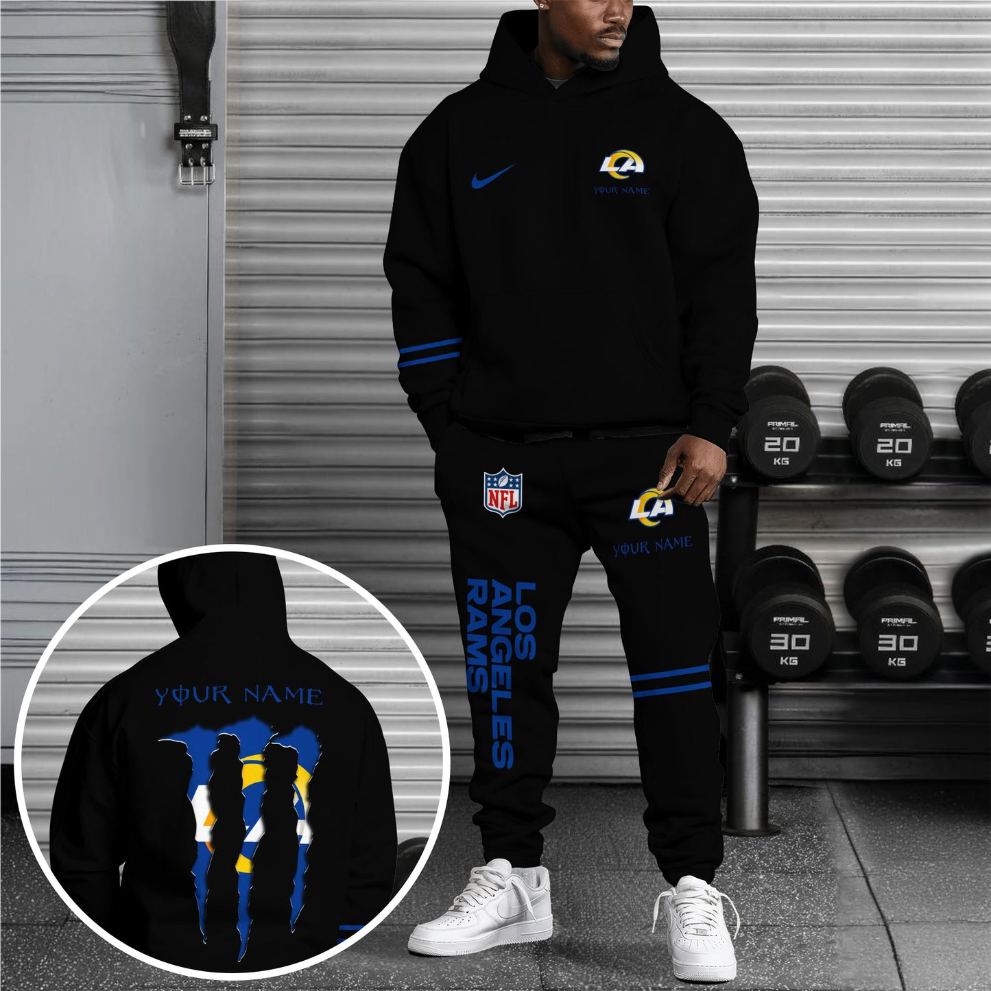 Los Angeles Rams Combo Hoodie And Sweatpants Custom Name And Choose Color, Gift For Sport Fans ETRG-62589