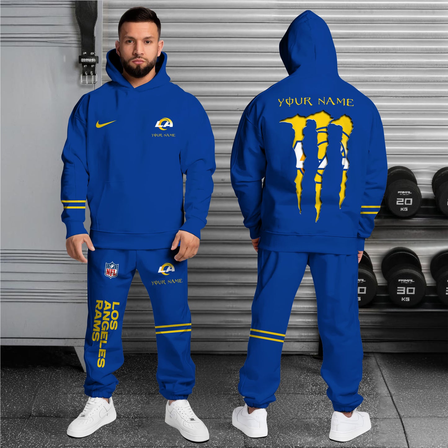 Los Angeles Rams Combo Hoodie And Sweatpants Custom Name And Choose Color, Gift For Sport Fans ETRG-62589