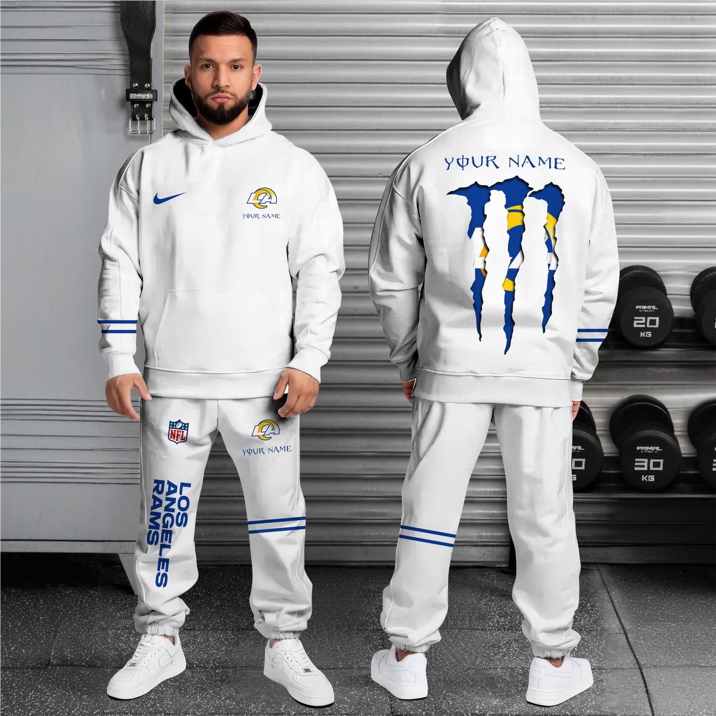 Los Angeles Rams Combo Hoodie And Sweatpants Custom Name And Choose Color, Gift For Sport Fans ETRG-62589
