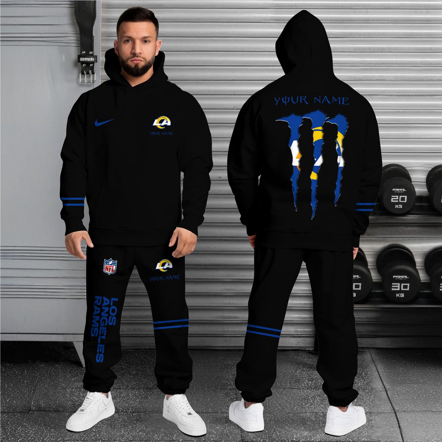 Los Angeles Rams Combo Hoodie And Sweatpants Custom Name And Choose Color, Gift For Sport Fans ETRG-62589