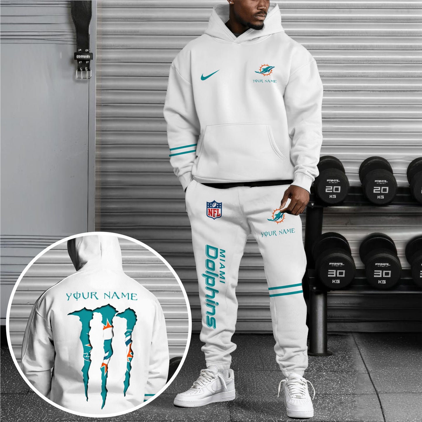 Miami Dolphins Combo Hoodie And Sweatpants Custom Name And Choose Color, Gift For Sport Fans ETRG-62589