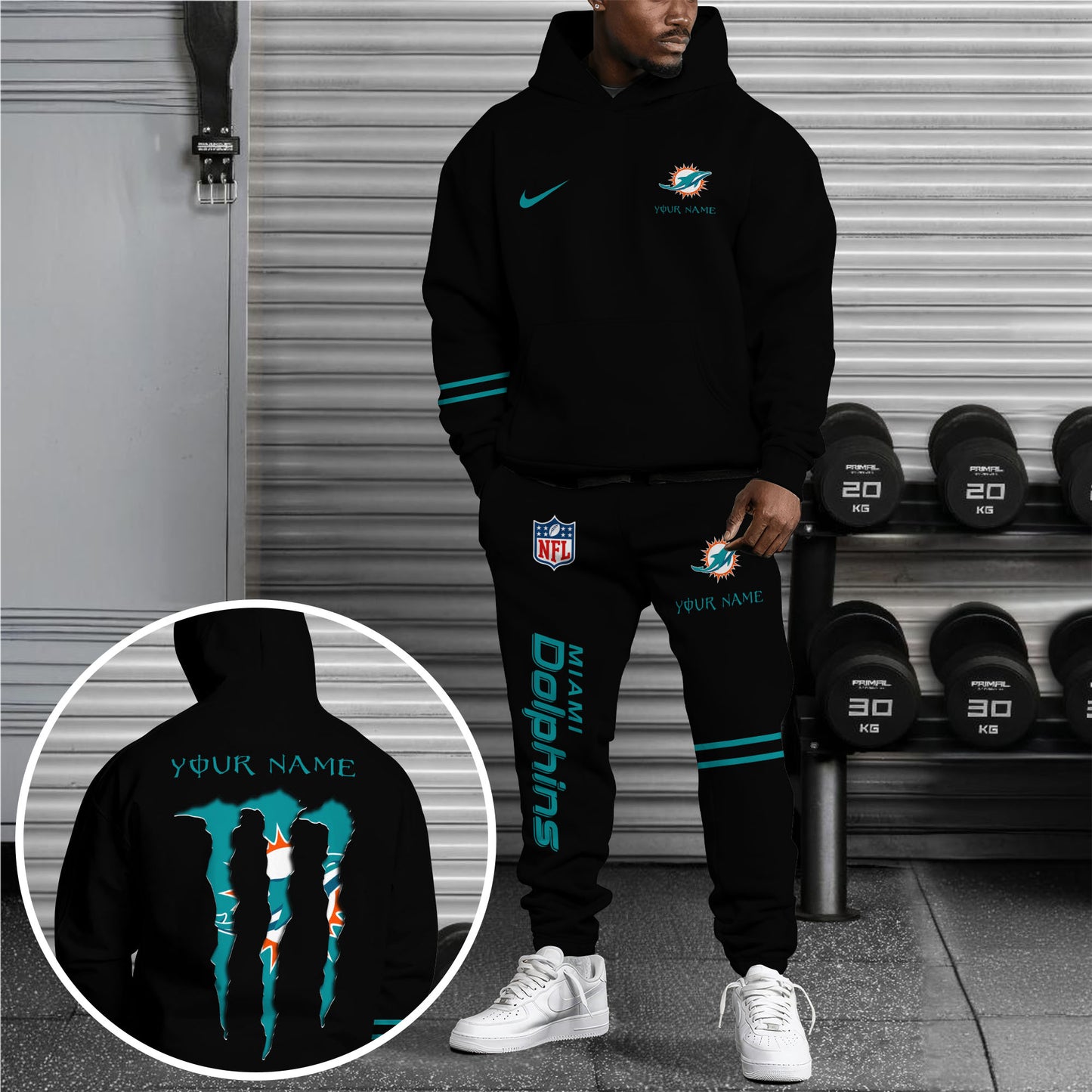 Miami Dolphins Combo Hoodie And Sweatpants Custom Name And Choose Color, Gift For Sport Fans ETRG-62589