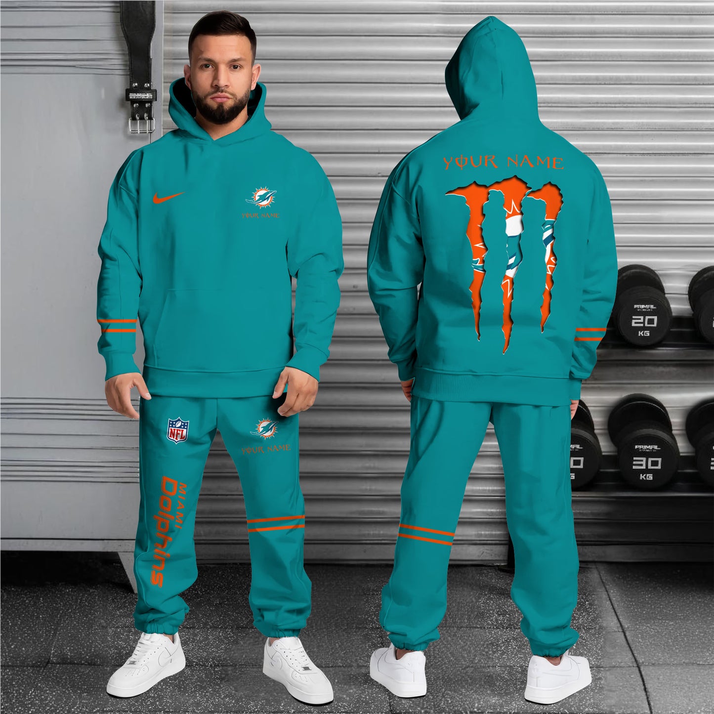 Miami Dolphins Combo Hoodie And Sweatpants Custom Name And Choose Color, Gift For Sport Fans ETRG-62589