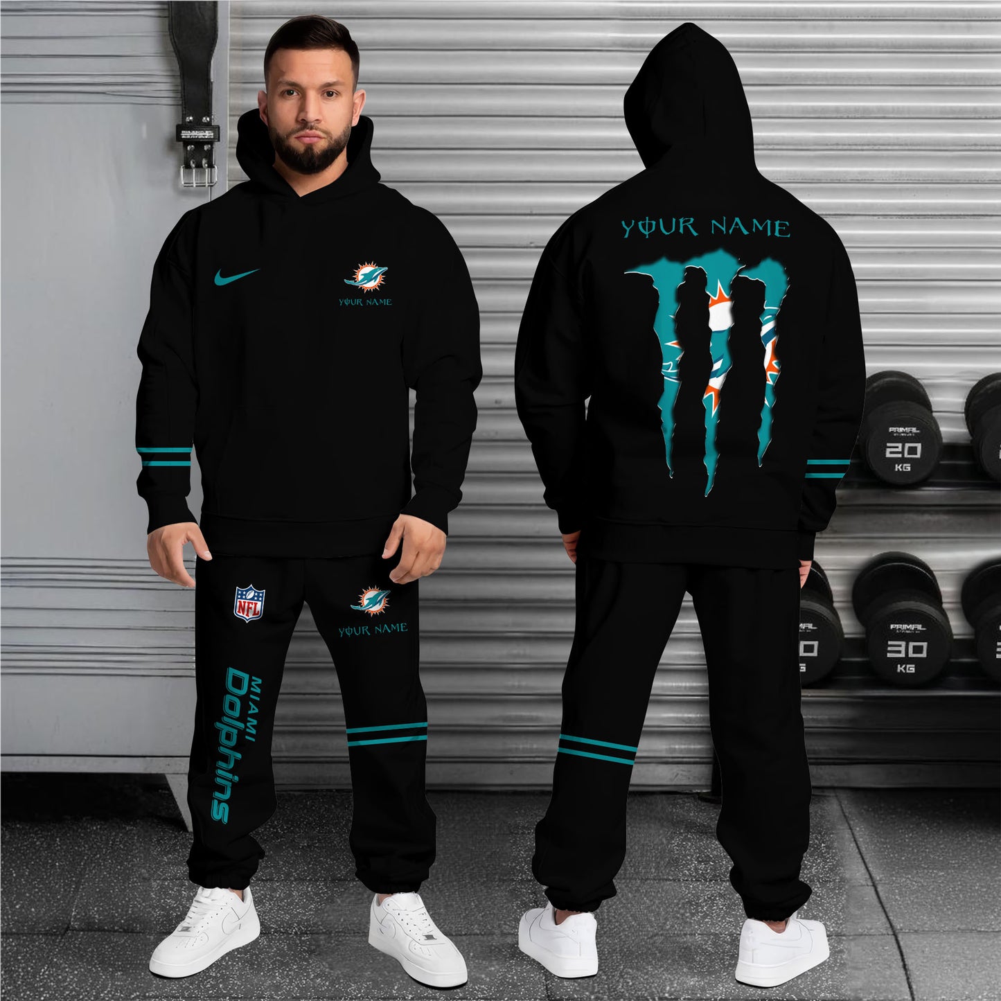 Miami Dolphins Combo Hoodie And Sweatpants Custom Name And Choose Color, Gift For Sport Fans ETRG-62589