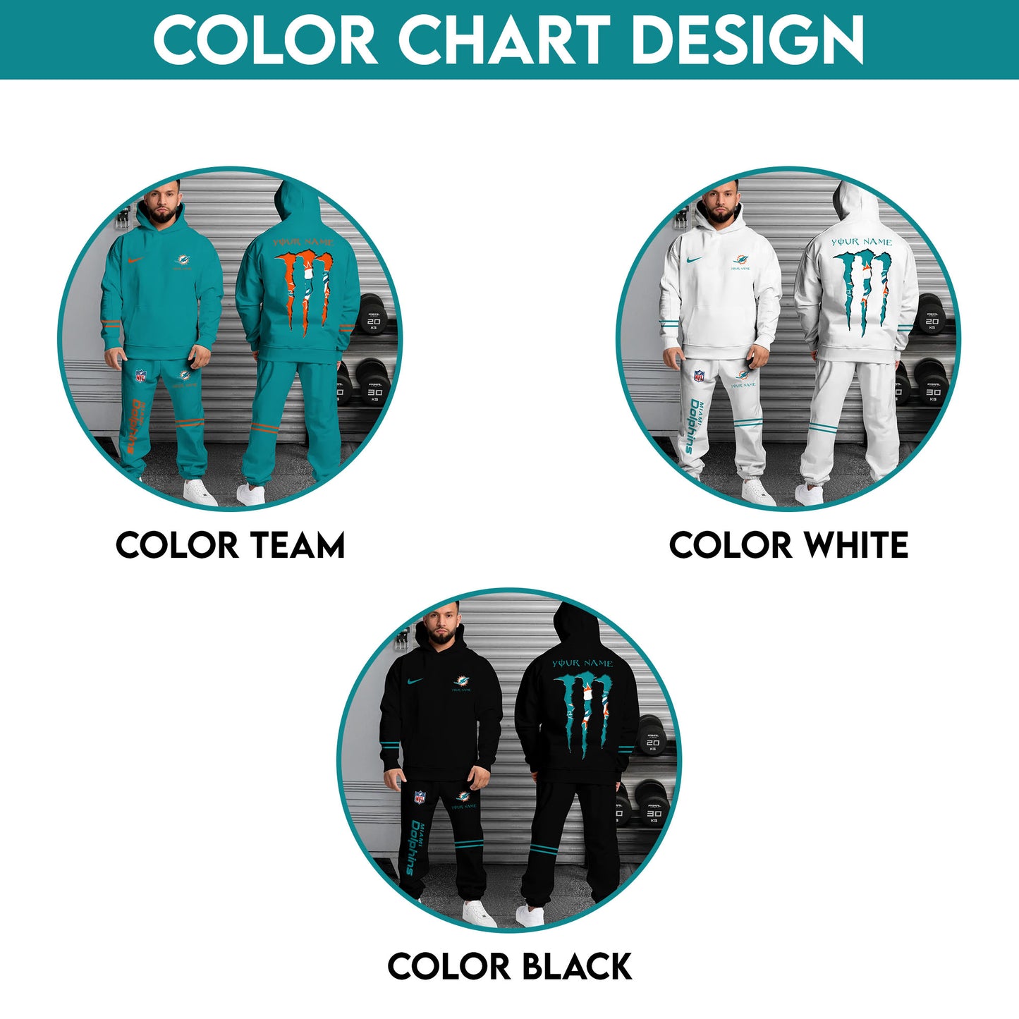 Miami Dolphins Combo Hoodie And Sweatpants Custom Name And Choose Color, Gift For Sport Fans ETRG-62589