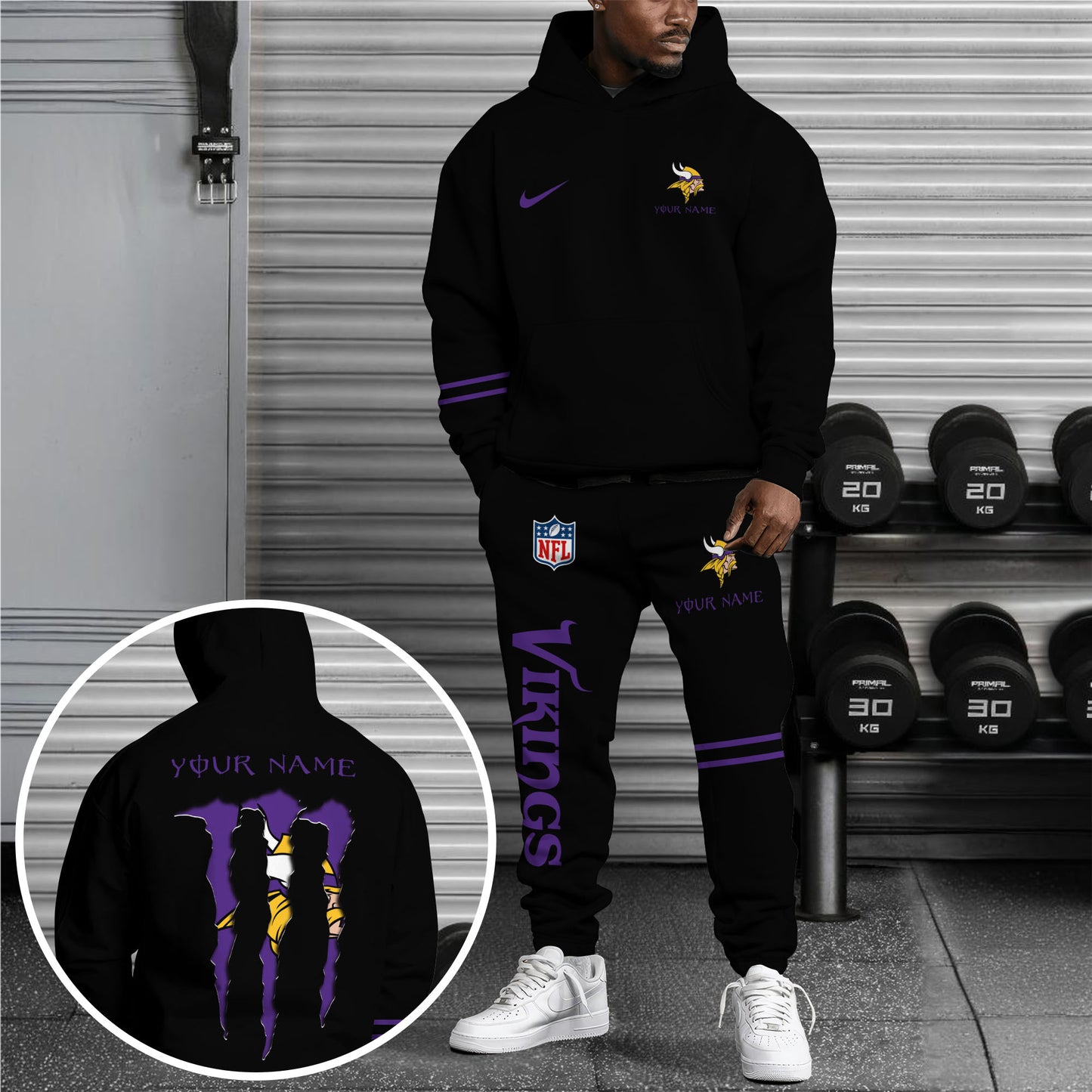 Minnesota Vikings Combo Hoodie And Sweatpants Custom Name And Choose Color, Gift For Sport Fans ETRG-62589