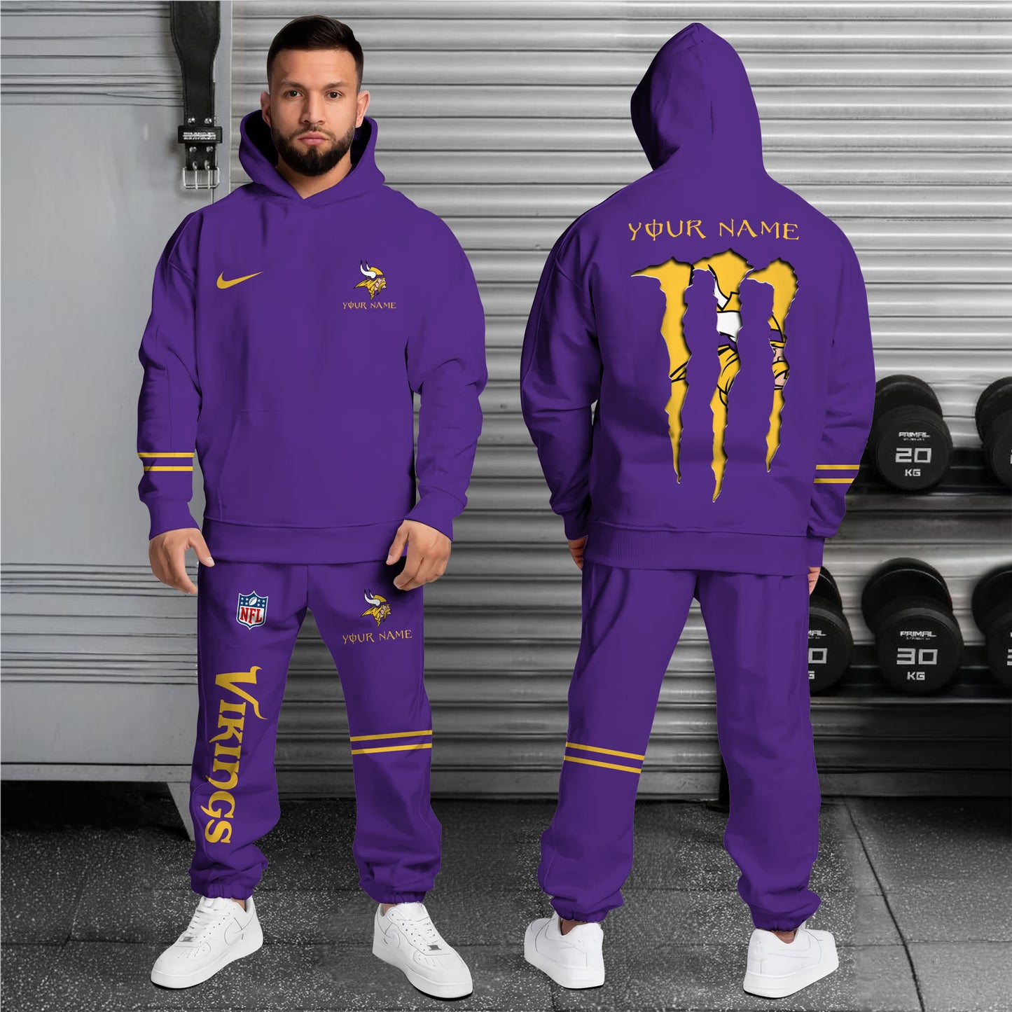 Minnesota Vikings Combo Hoodie And Sweatpants Custom Name And Choose Color, Gift For Sport Fans ETRG-62589