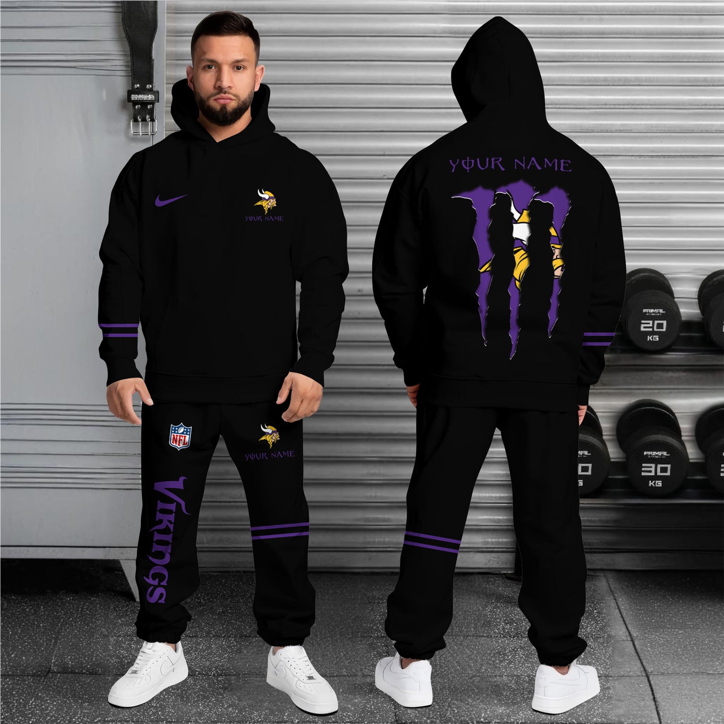Minnesota Vikings Combo Hoodie And Sweatpants Custom Name And Choose Color, Gift For Sport Fans ETRG-62589