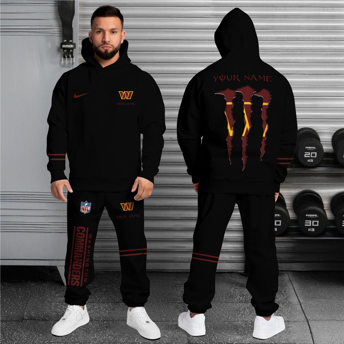 Washington Commanders Combo Hoodie And Sweatpants Custom Name And Choose Color, Gift For Sport Fans ETRG-62589