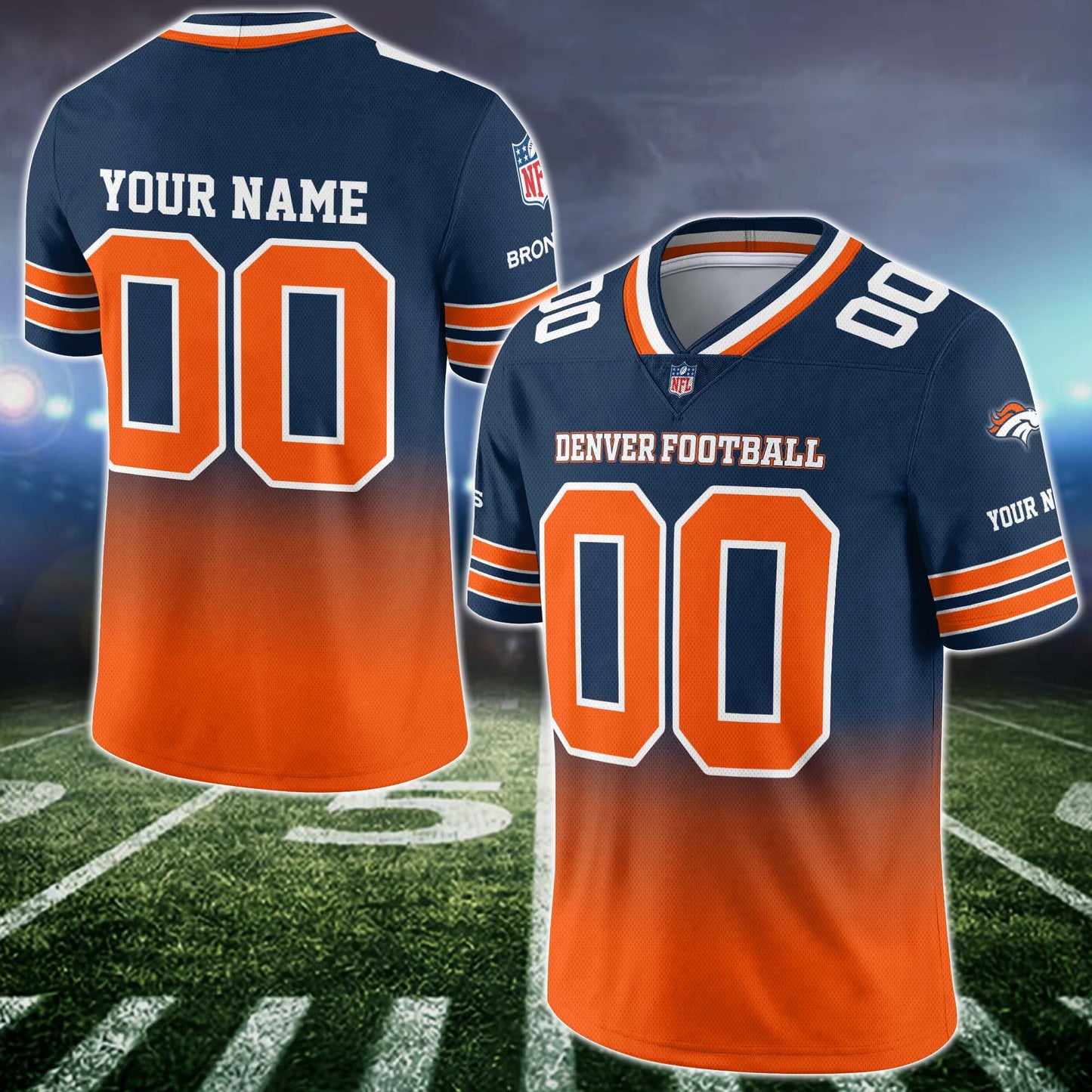 Denver Broncos Vneck Football Jersey Custom Name and Number, Football Team Gift for Fans ETUA-10023785