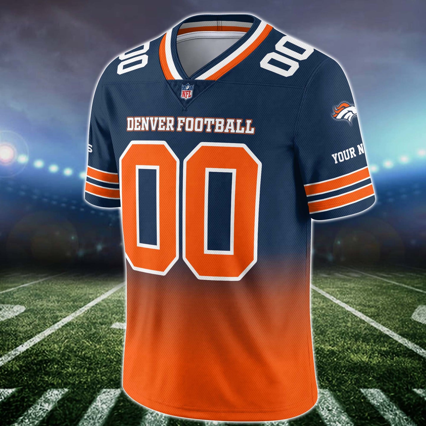 Denver Broncos Vneck Football Jersey Custom Name and Number, Football Team Gift for Fans ETUA-10023785