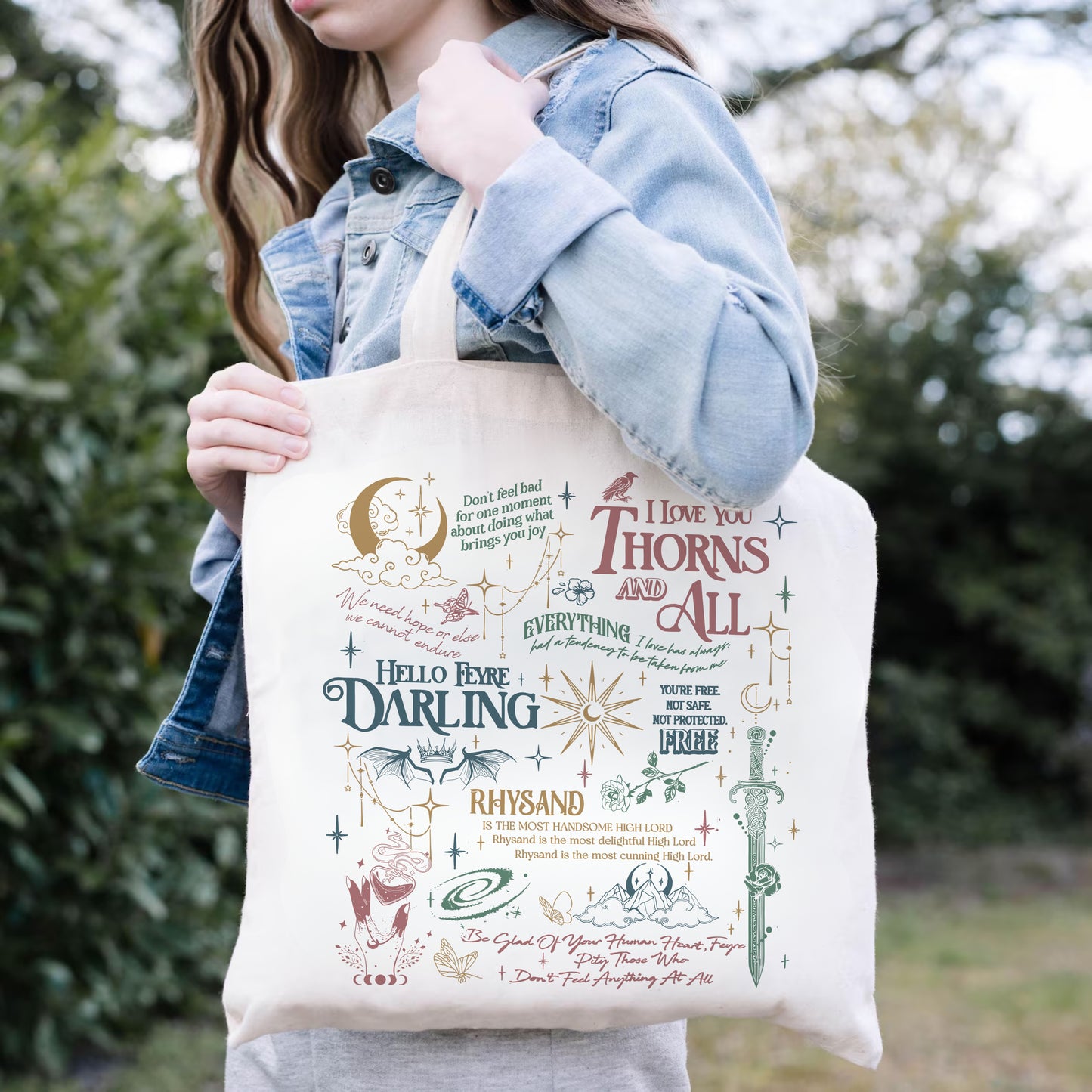ACOTAR Quotes Tote Bag – Rhysand & Feyre Book Lover Gift