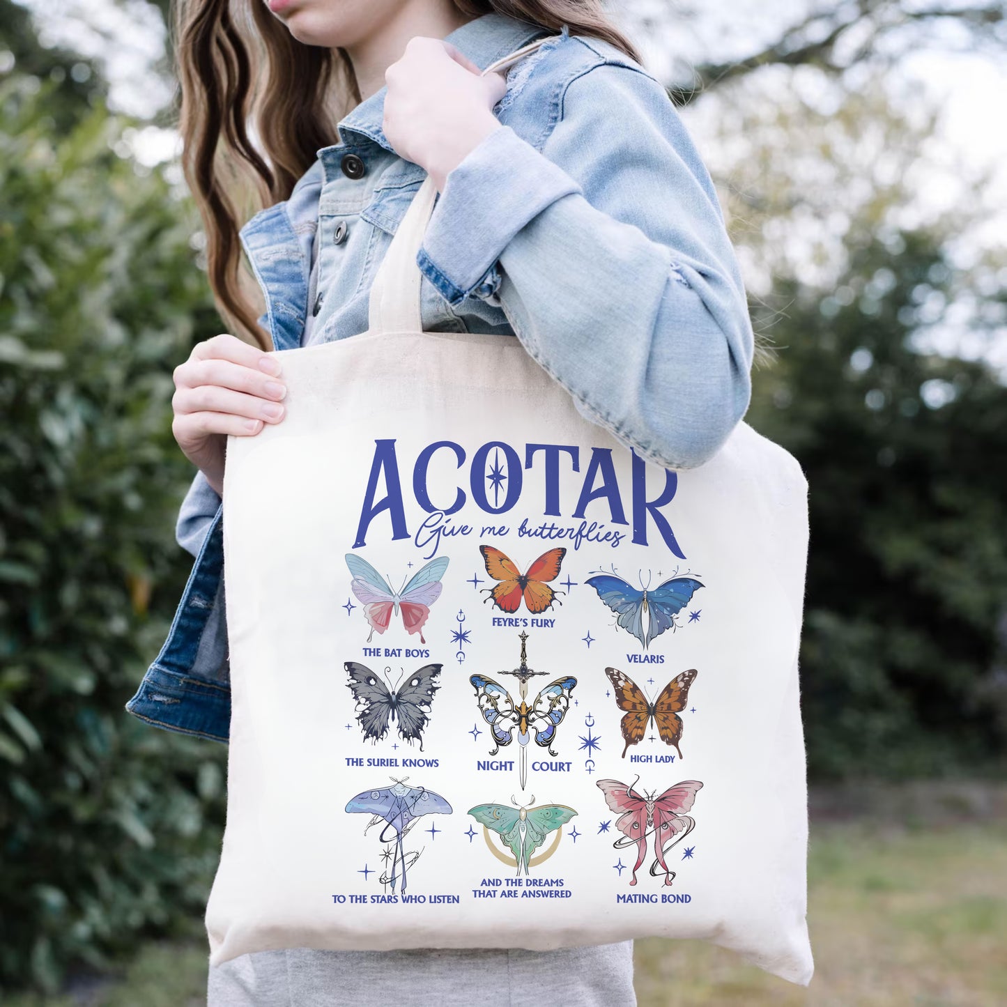 ACOTAR Butterfly Tote – Night Court Aesthetic Bag