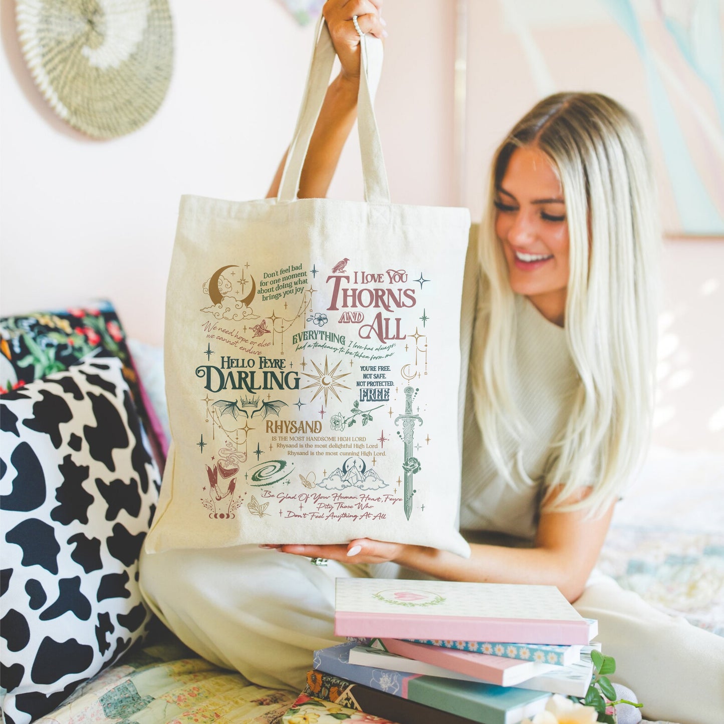 ACOTAR Quotes Tote Bag – Rhysand & Feyre Book Lover Gift