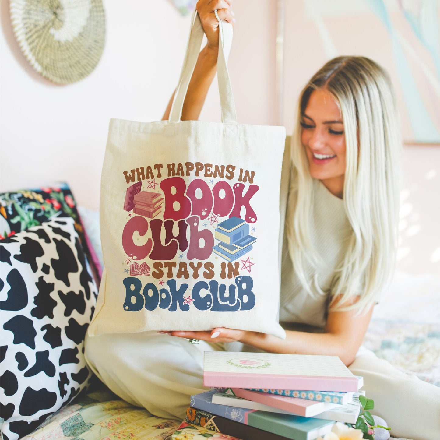 Book Club Tote Bag – Retro Reader Aesthetic