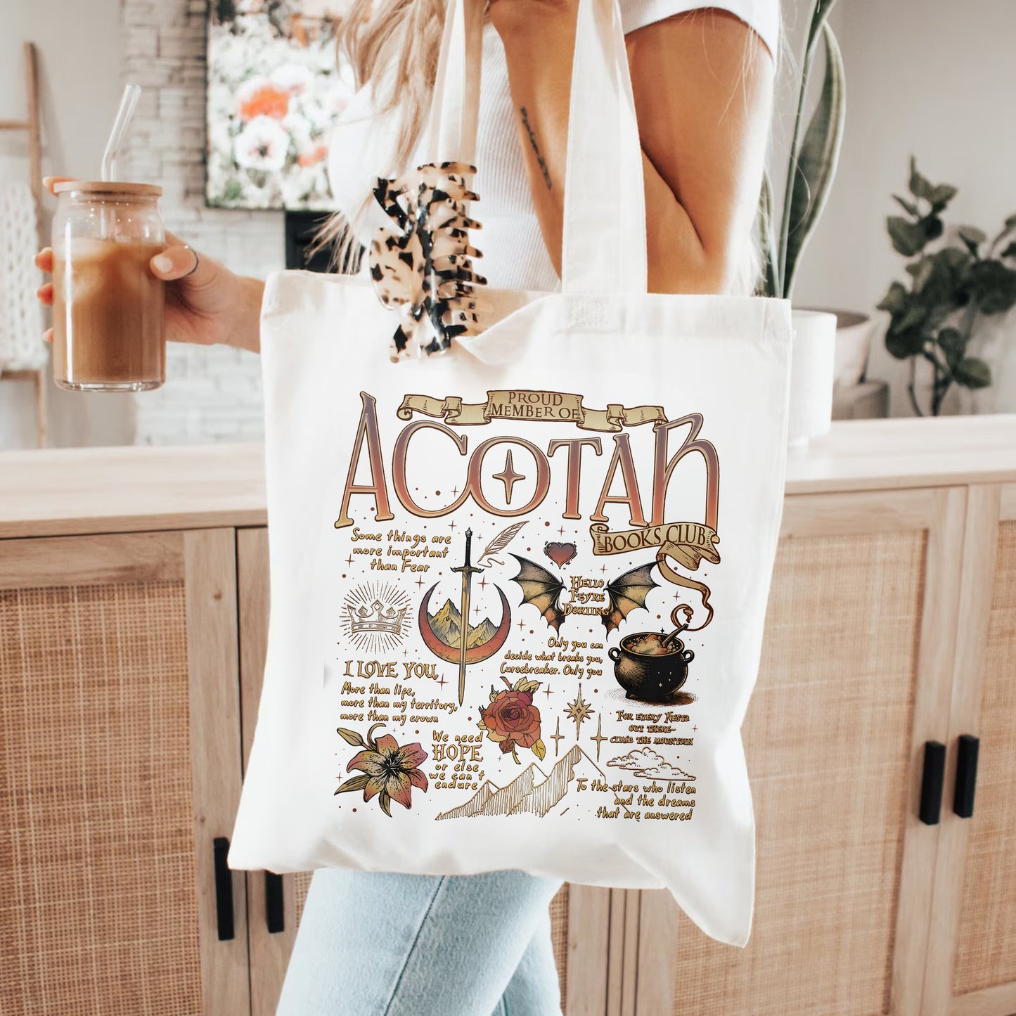 ACOTAR Book Club Tote – Fantasy Quote Lover Bag