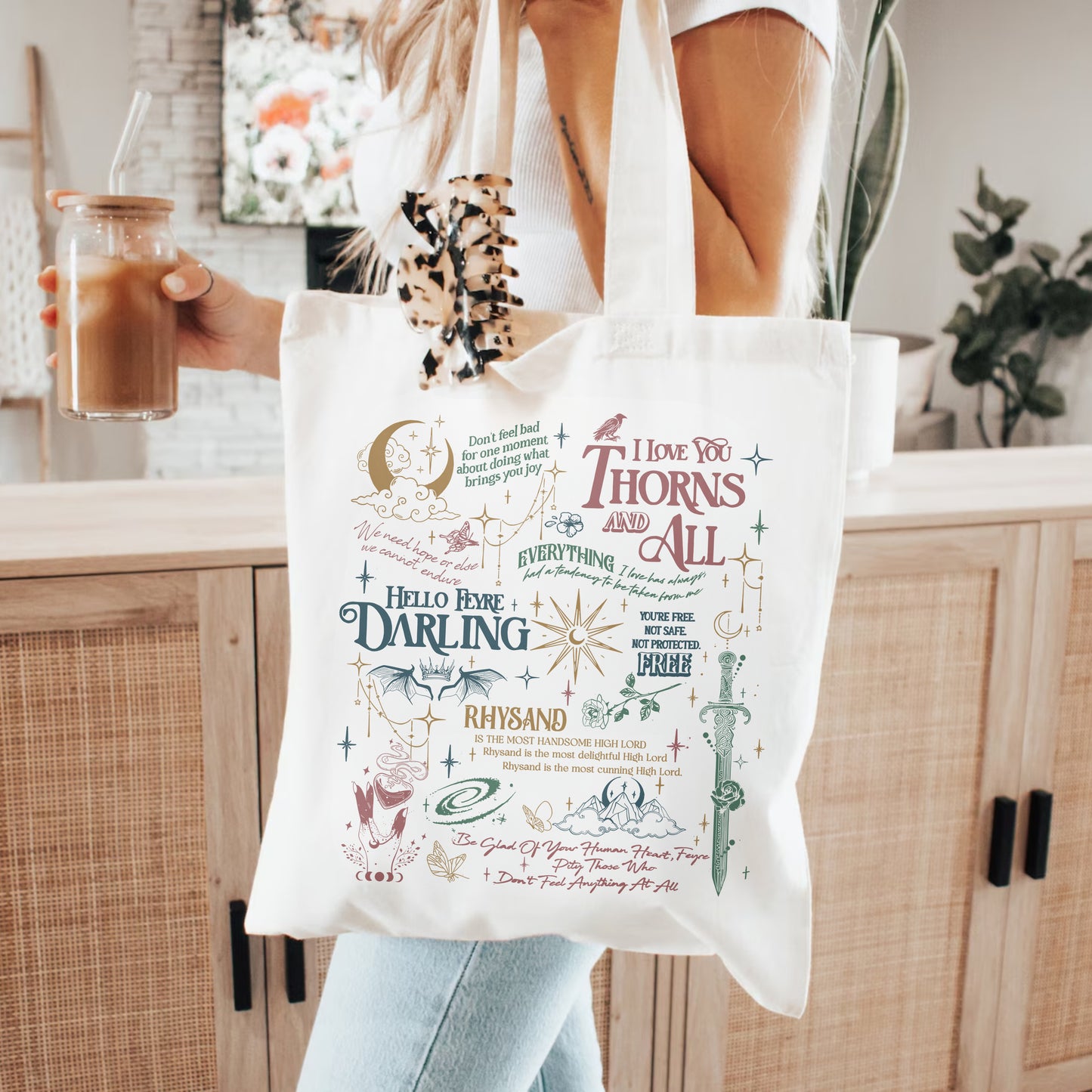 ACOTAR Quotes Tote Bag – Rhysand & Feyre Book Lover Gift