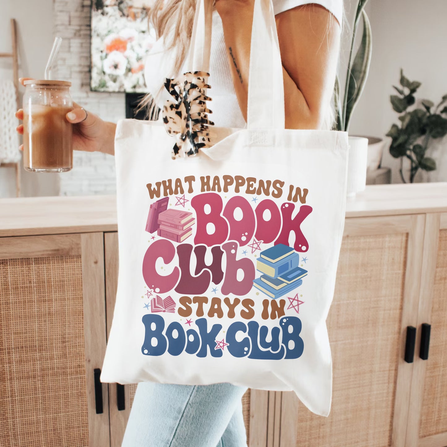 Book Club Tote Bag – Retro Reader Aesthetic