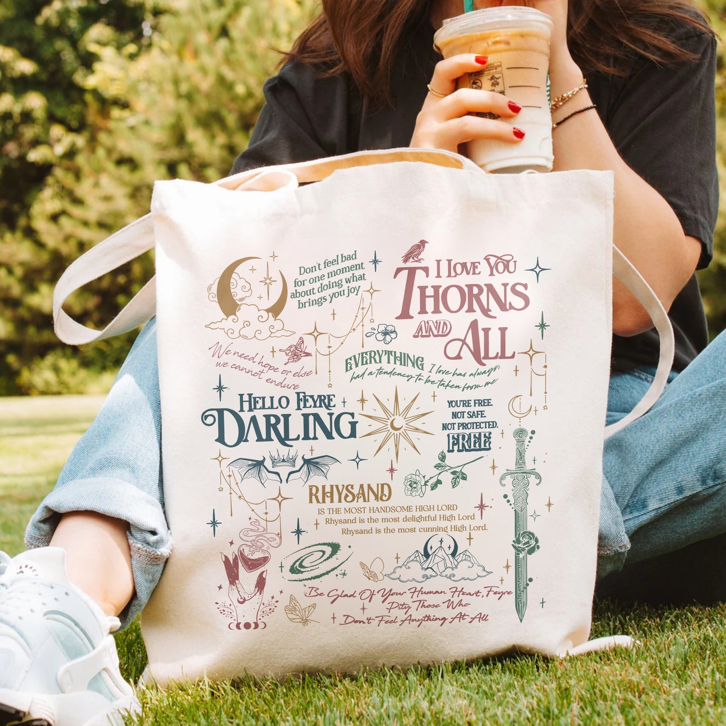 ACOTAR Quotes Tote Bag – Rhysand & Feyre Book Lover Gift