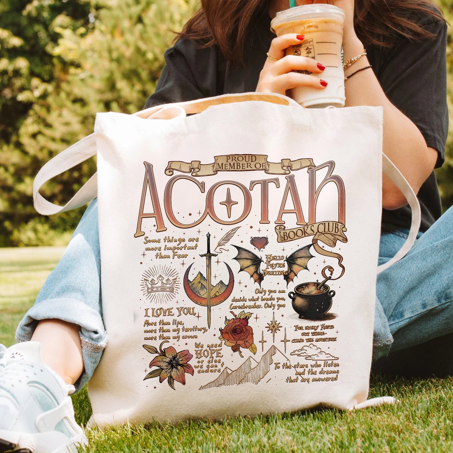 ACOTAR Book Club Tote – Fantasy Quote Lover Bag